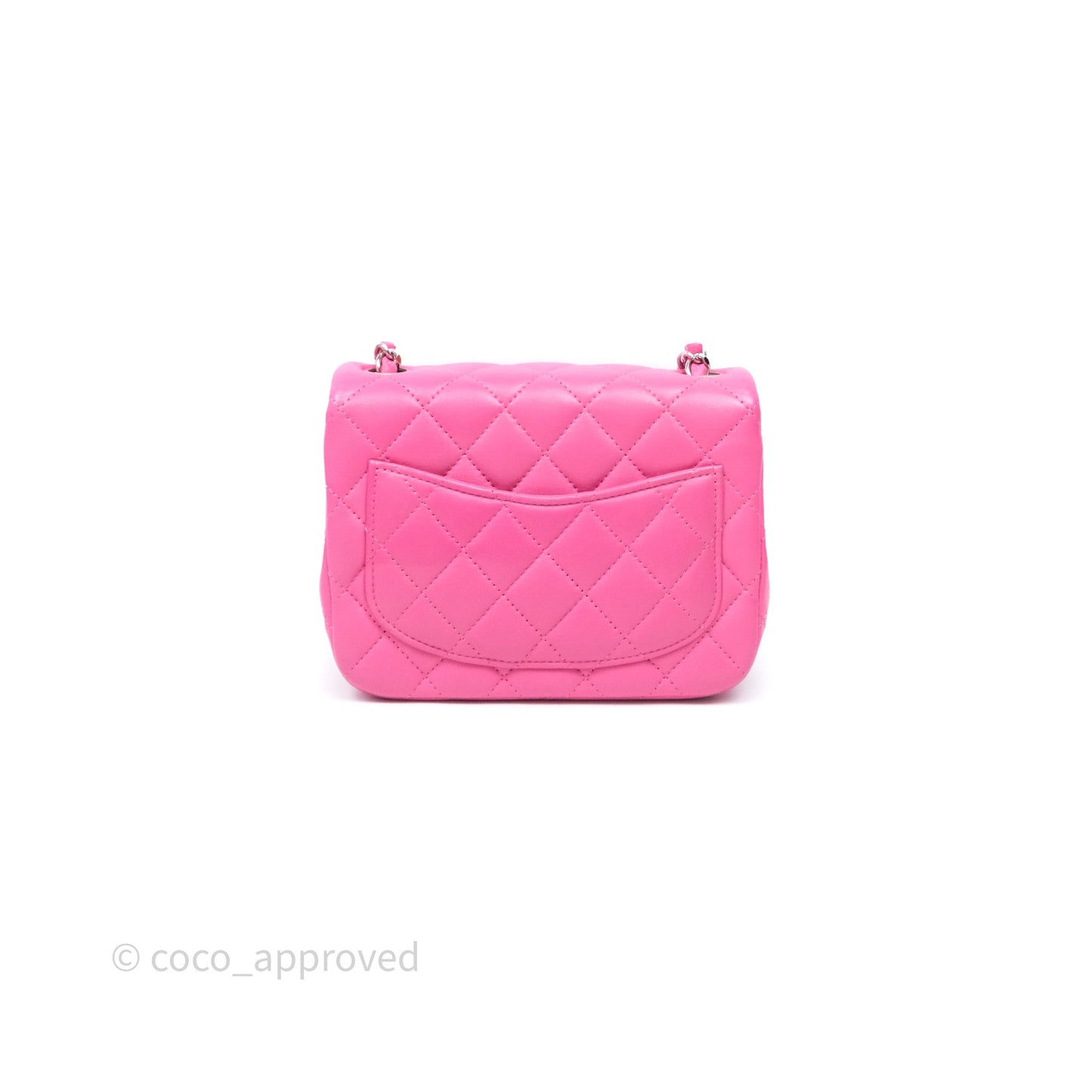Chanel Mini Square Flap Quilted Pink Lambskin Silver Hardware