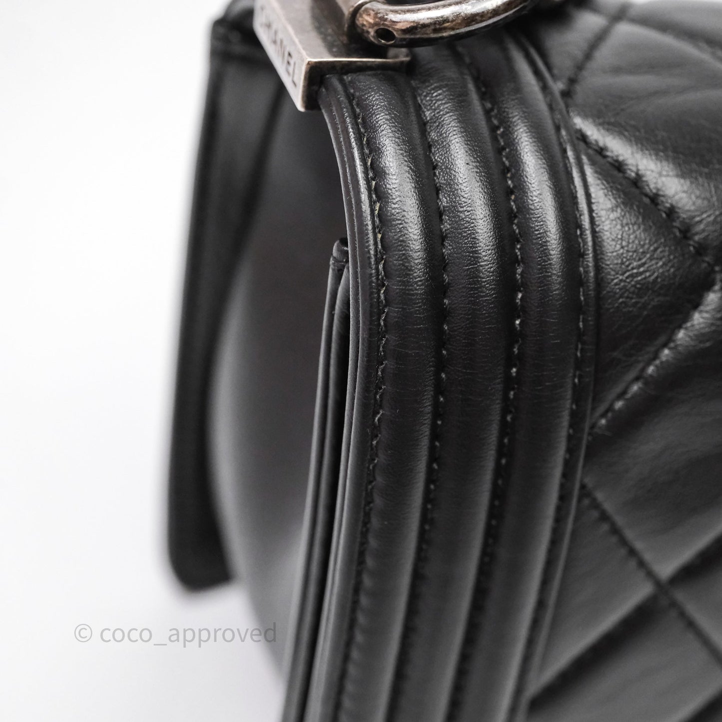 Chanel Quilted Medium Boy Black Lambskin Ruthenium Hardware