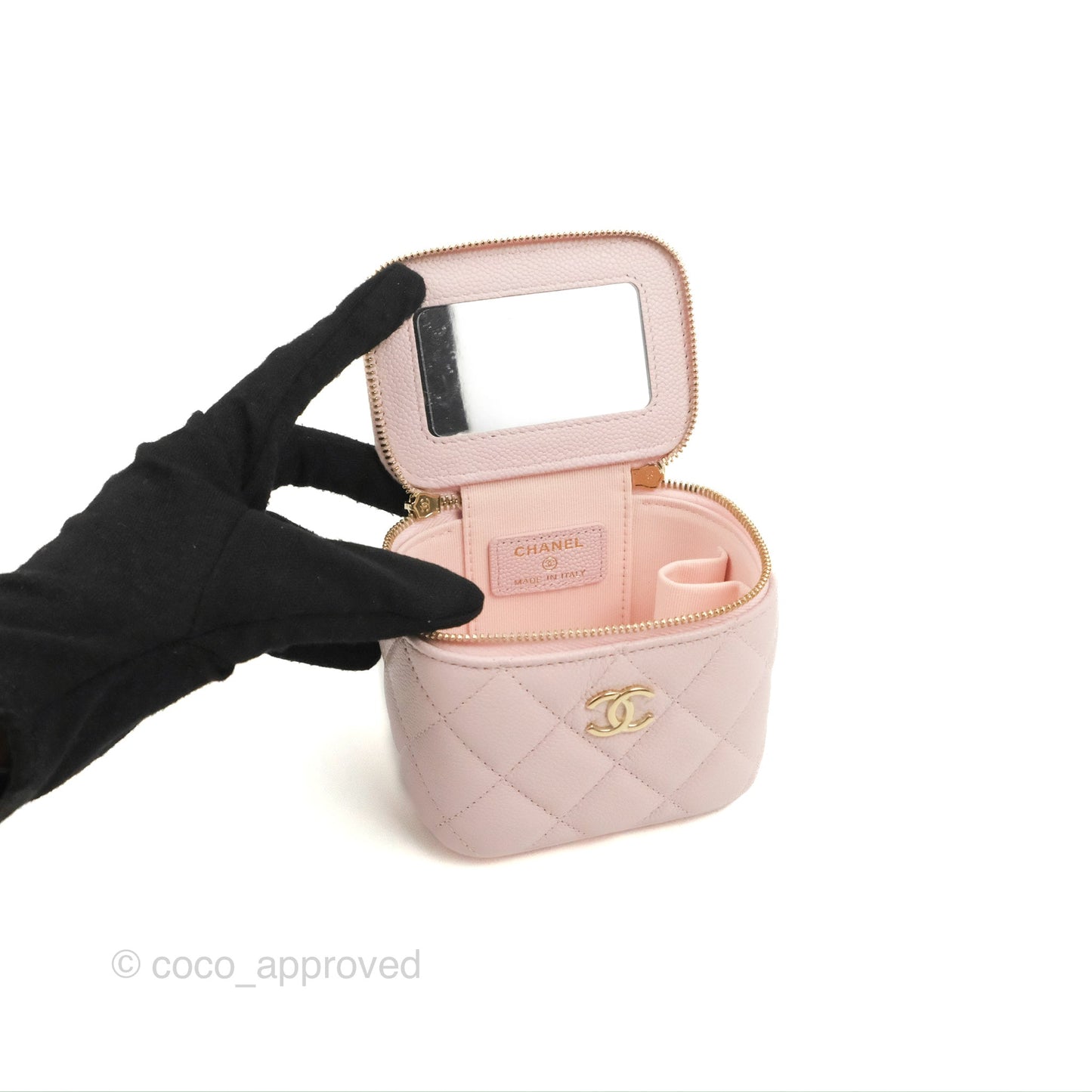 Chanel Mini Vanity With Chain Pink Caviar Gold Hardware