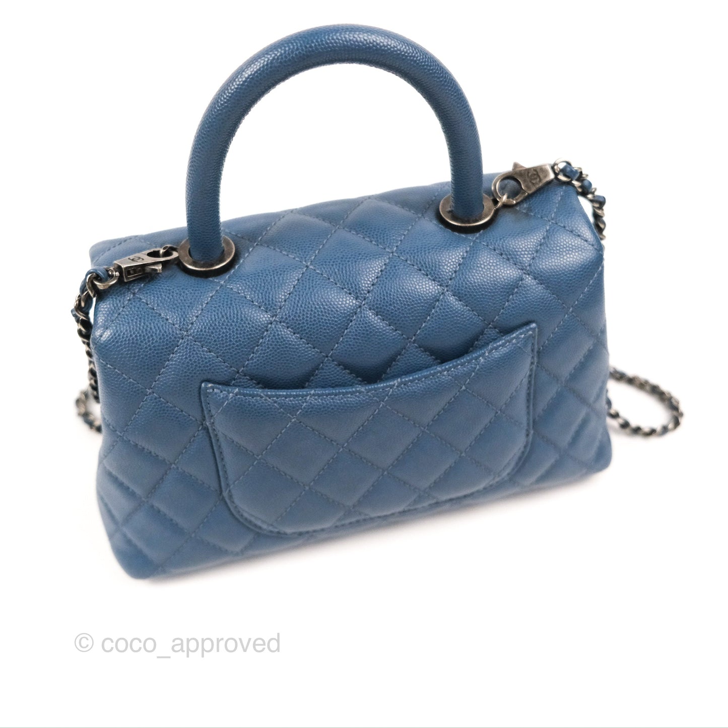 Chanel Small Coco Handle Dark Blue Caviar Ruthenium Hardware
