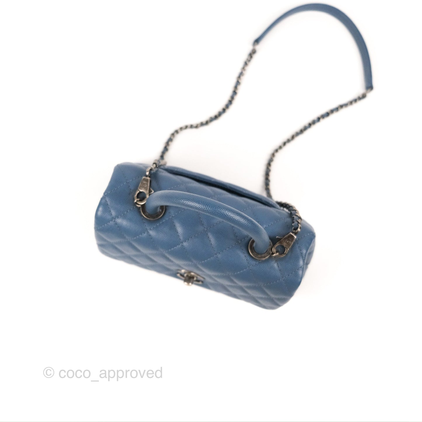 Chanel Small Coco Handle Dark Blue Caviar Ruthenium Hardware