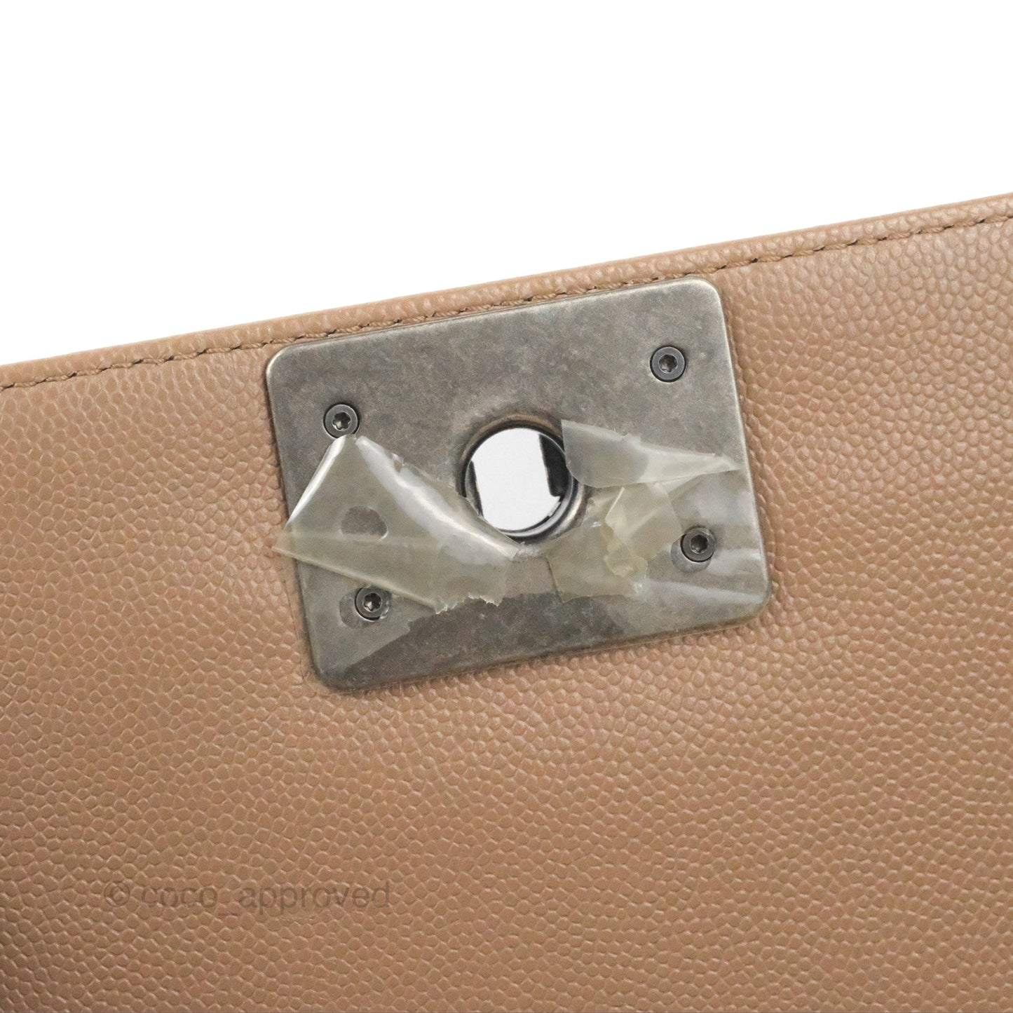 Chanel Small Chevron Boy Taupe Caviar Ruthenium Hardware