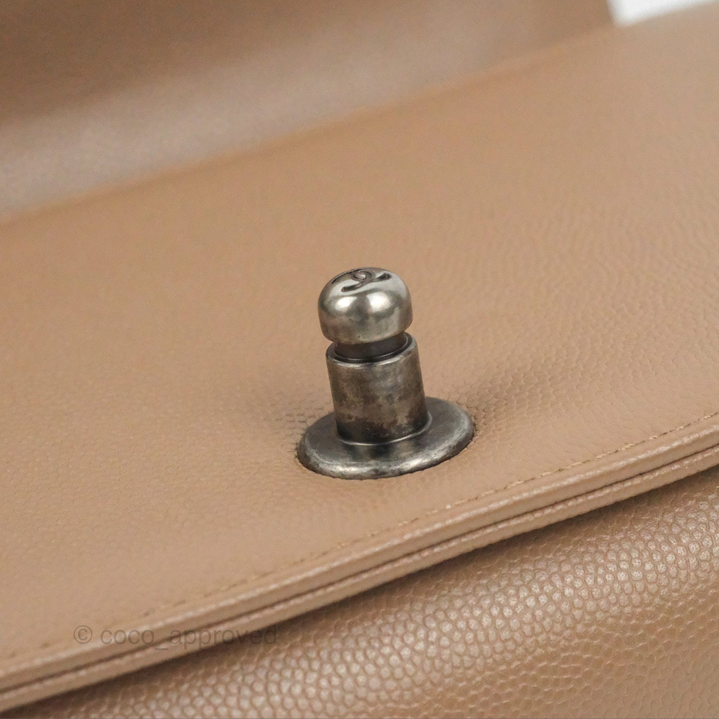 Chanel Small Chevron Boy Taupe Caviar Ruthenium Hardware