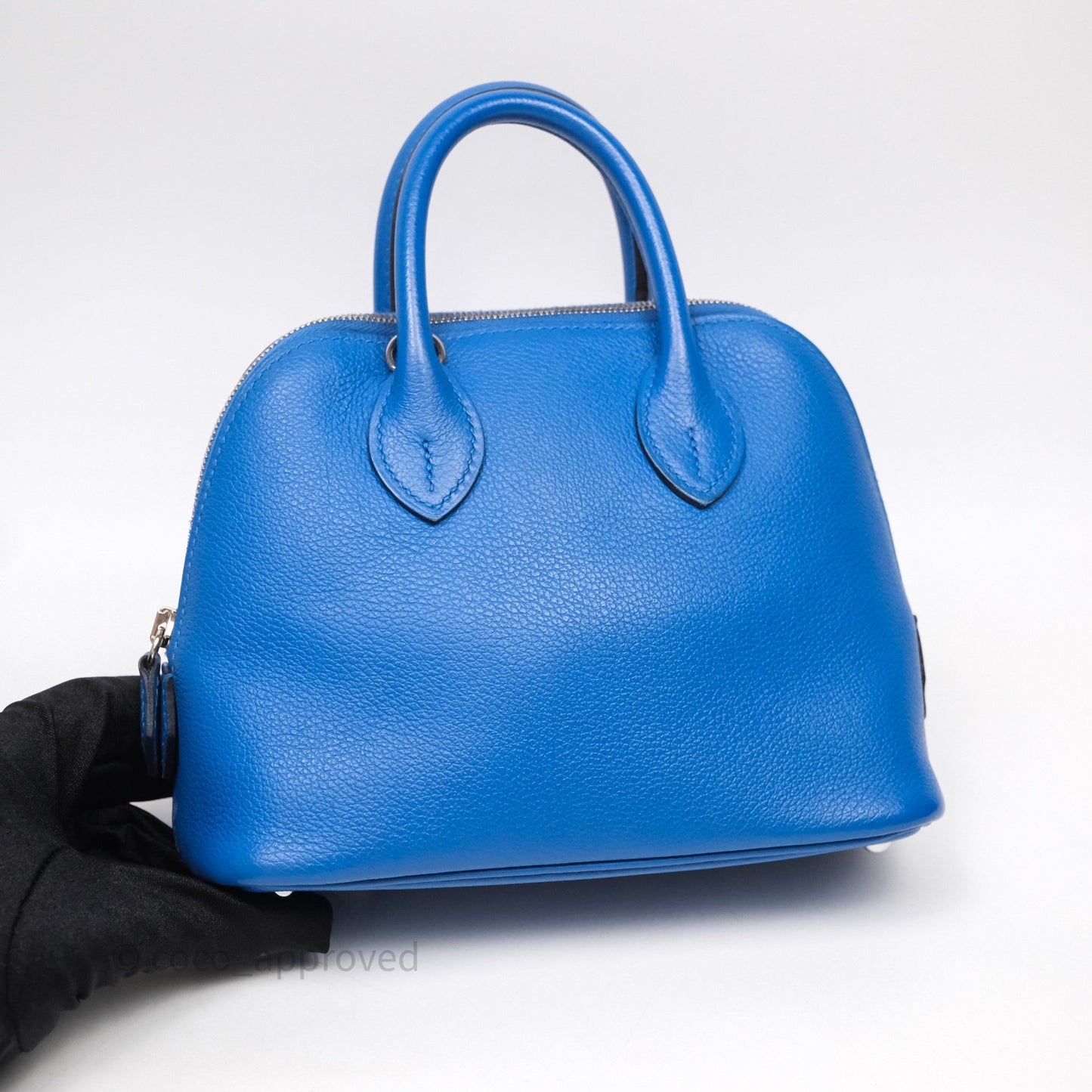 Hermes Mini Bolide 1923 Veau evercolor Bleu Zellige I7 Palladium Hardware