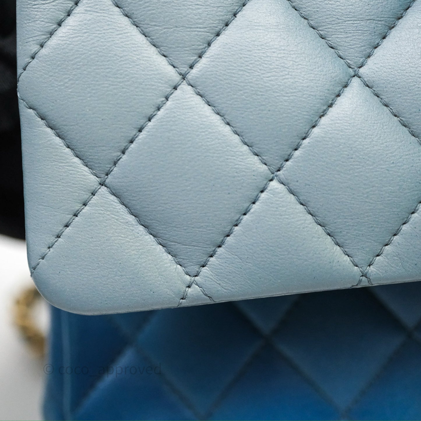 Chanel Classic M/L Medium Flap Quilted Ombre Blue Lambskin Gold Hardware