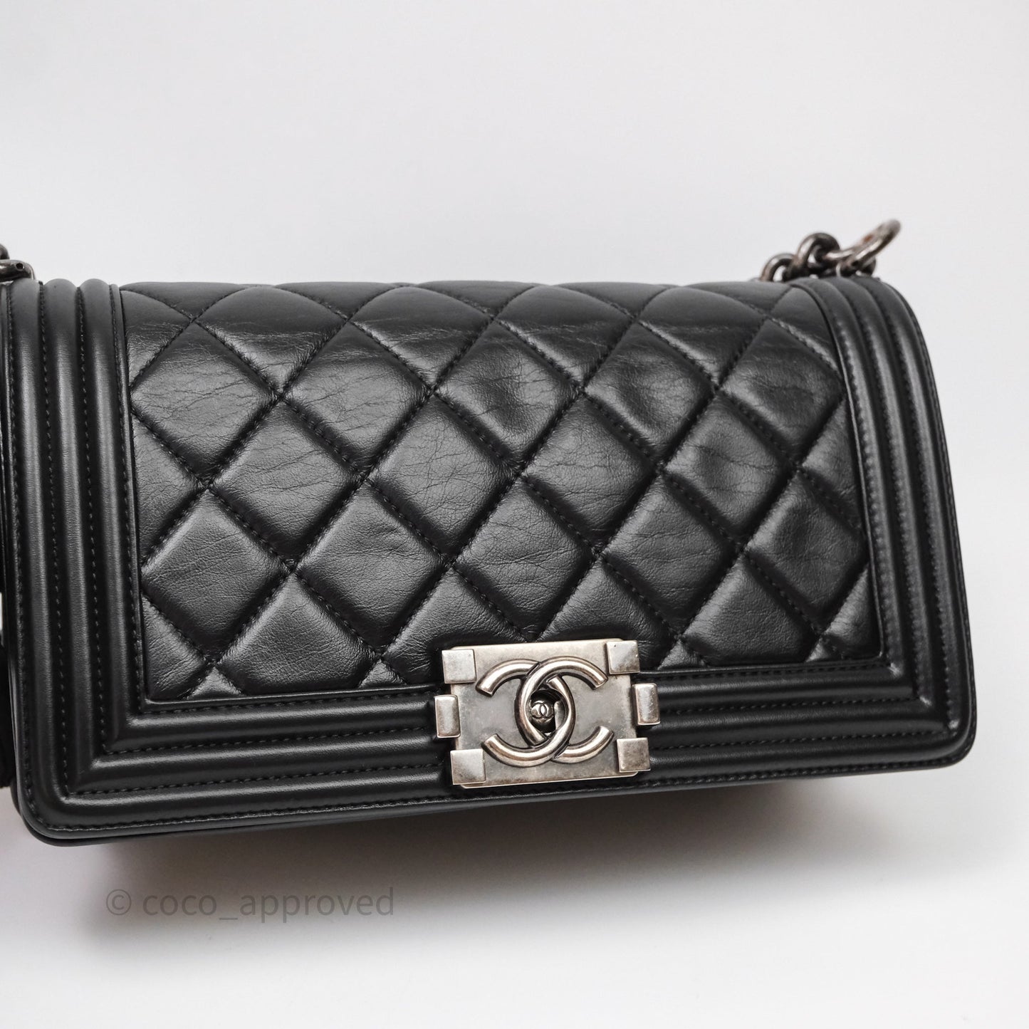 Chanel Quilted Medium Boy Black Lambskin Ruthenium Hardware