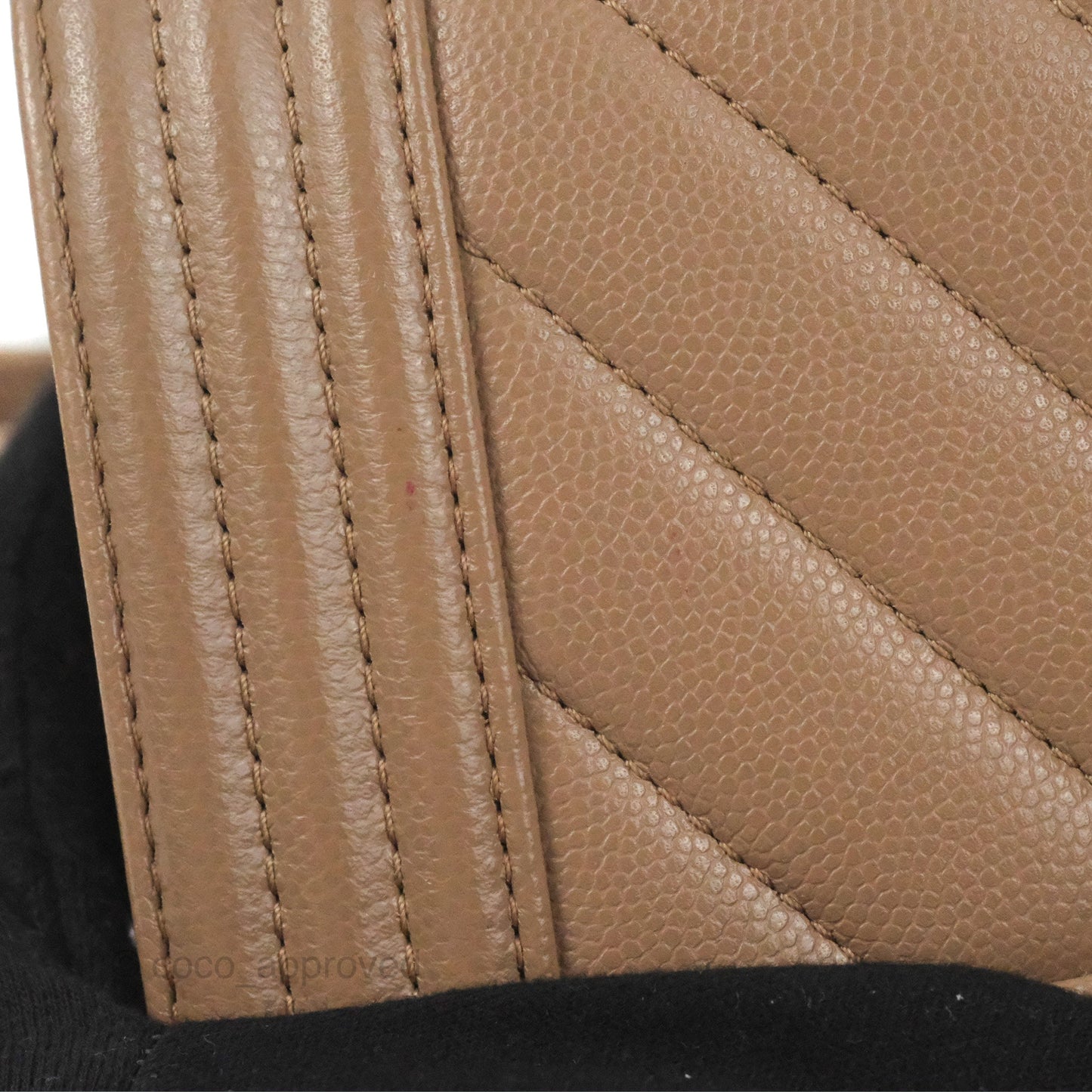 Chanel Small Chevron Boy Taupe Caviar Ruthenium Hardware