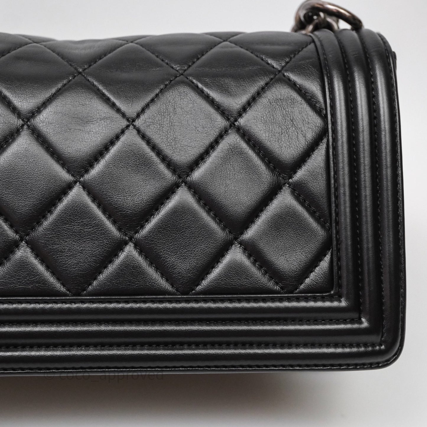Chanel Quilted Medium Boy Black Lambskin Ruthenium Hardware