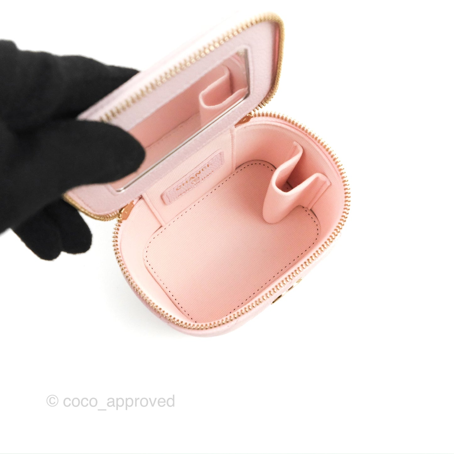 Chanel Mini Vanity With Chain Pink Caviar Gold Hardware