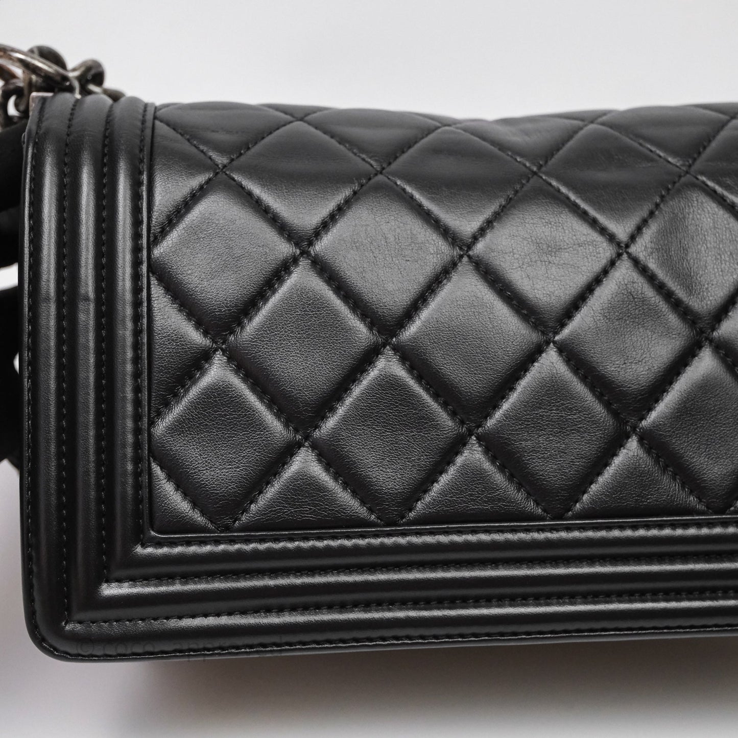 Chanel Quilted Medium Boy Black Lambskin Ruthenium Hardware