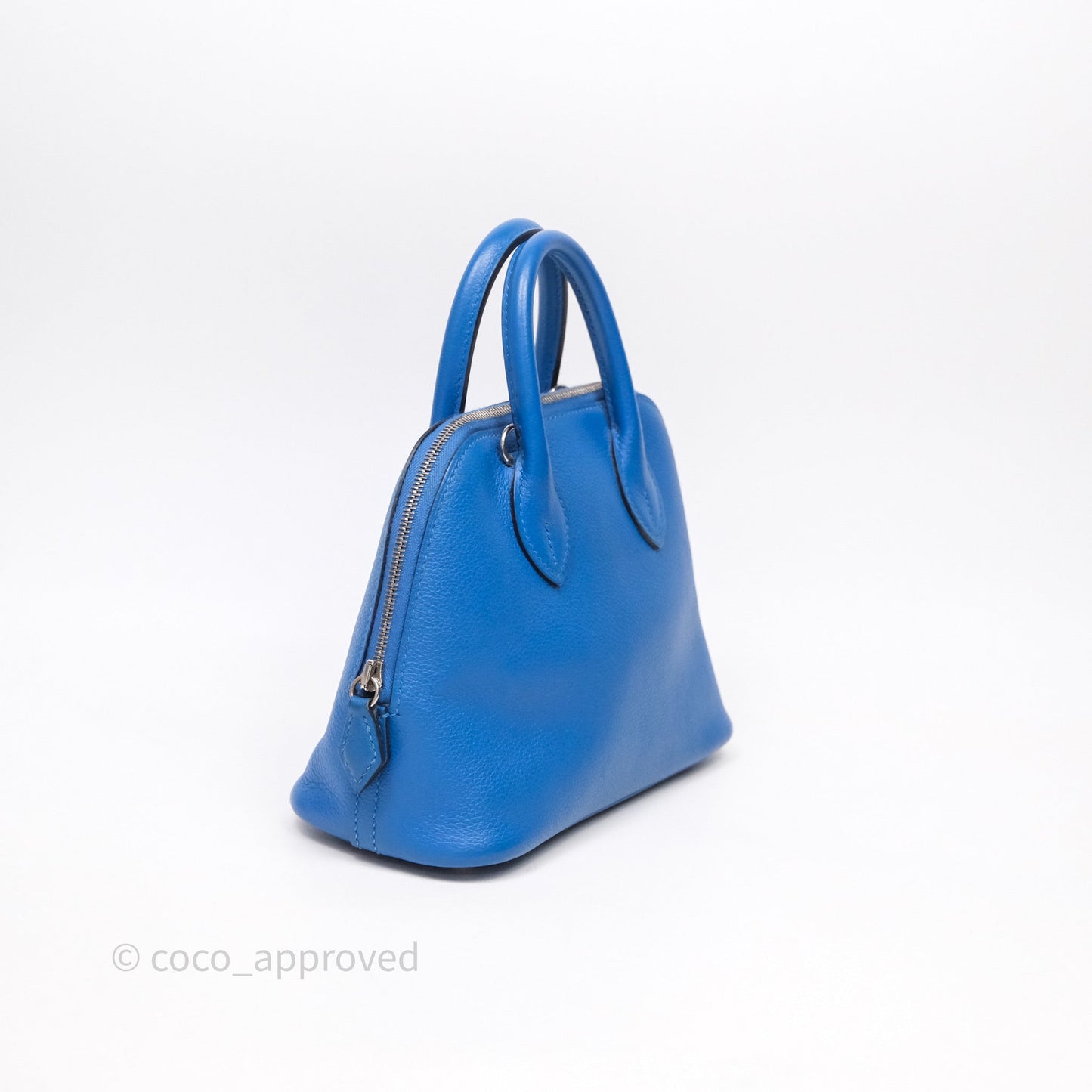 Hermes Mini Bolide 1923 Veau evercolor Bleu Zellige I7 Palladium Hardware