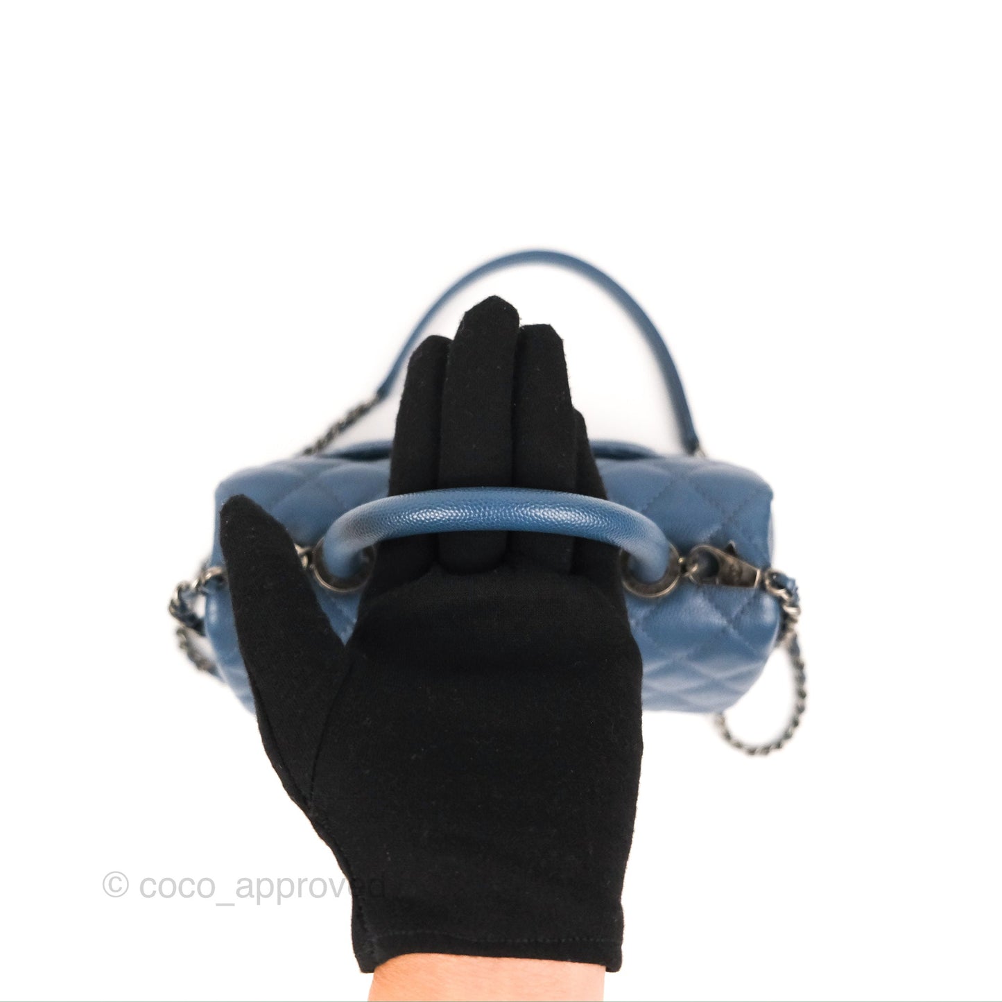 Chanel Small Coco Handle Dark Blue Caviar Ruthenium Hardware