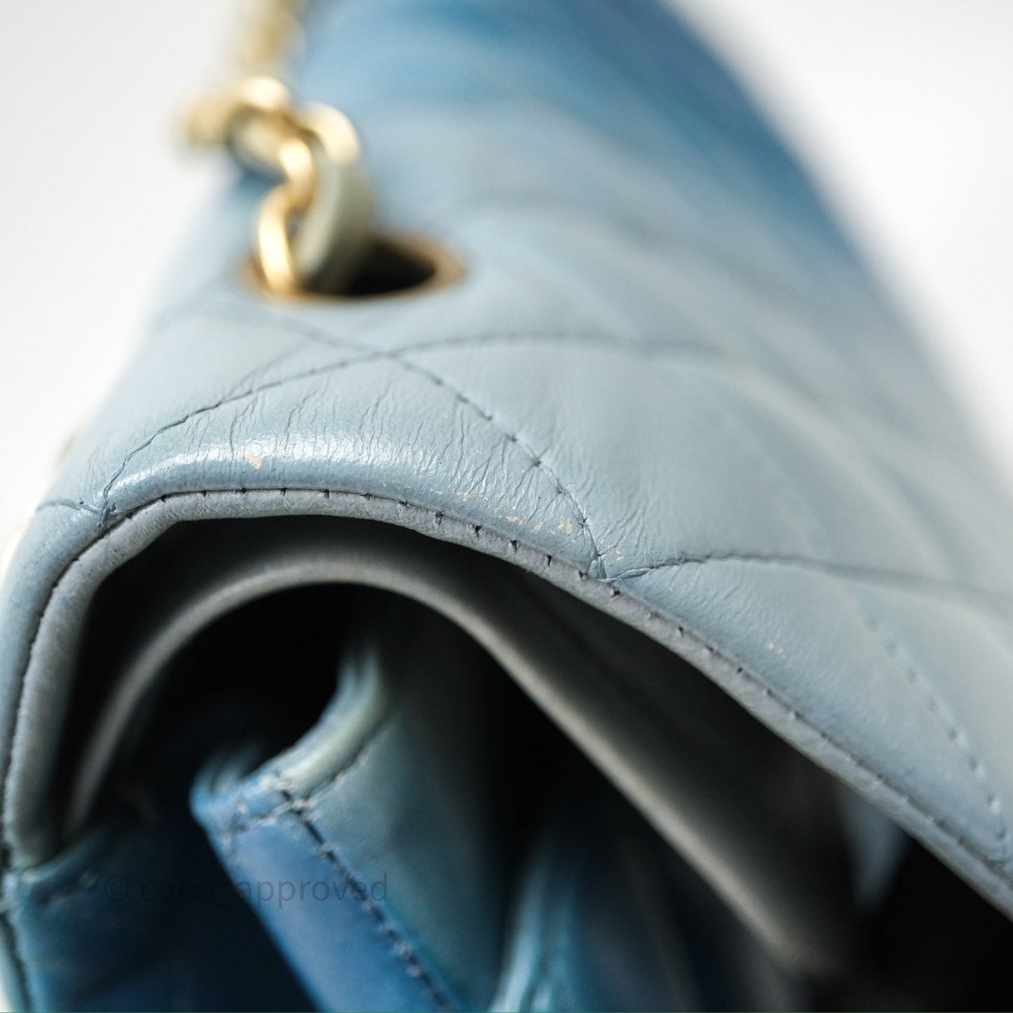 Chanel Classic M/L Medium Flap Quilted Ombre Blue Lambskin Gold Hardware