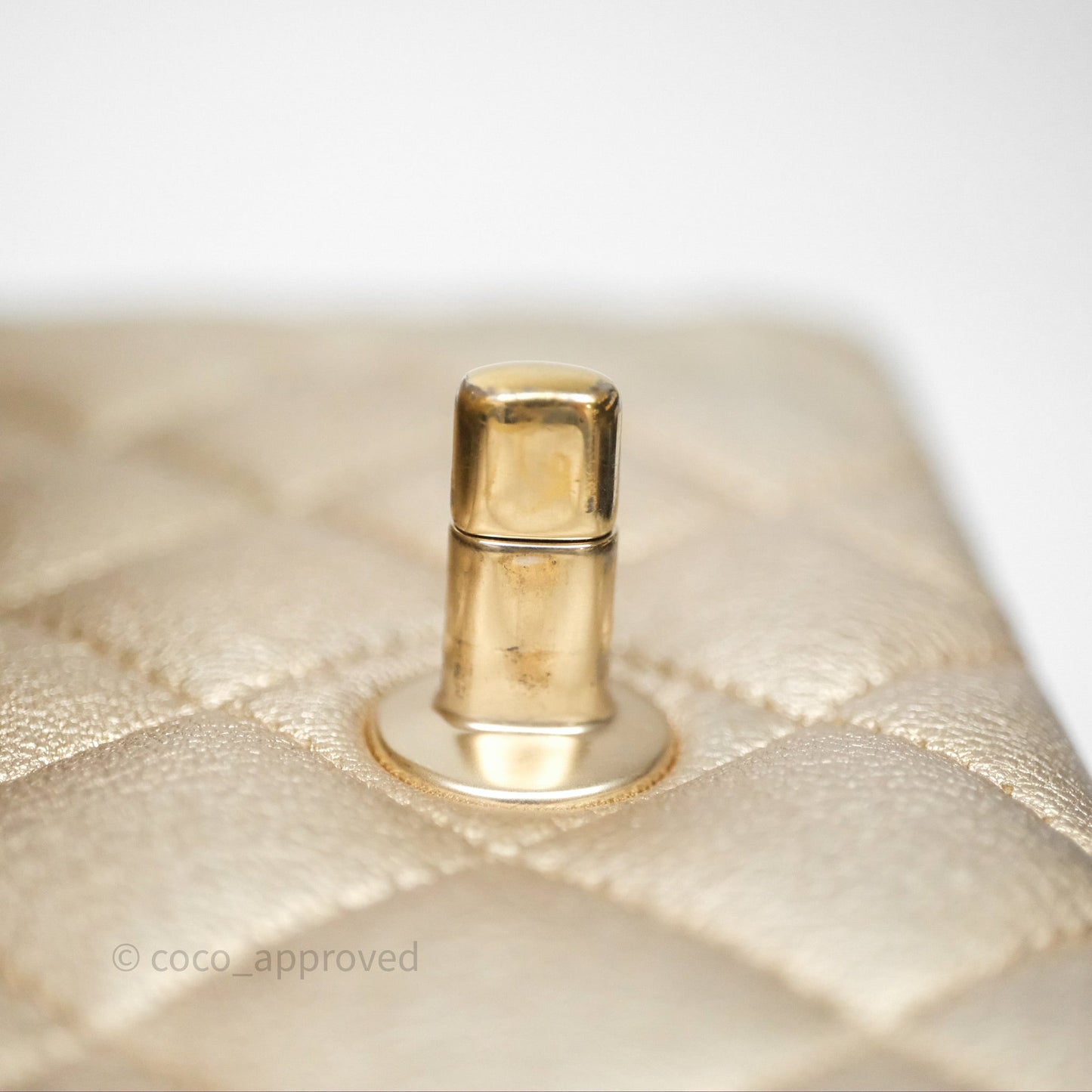 Chanel Quilted Mini Rectangular Iridescent Gold Lambskin Gold Hardware