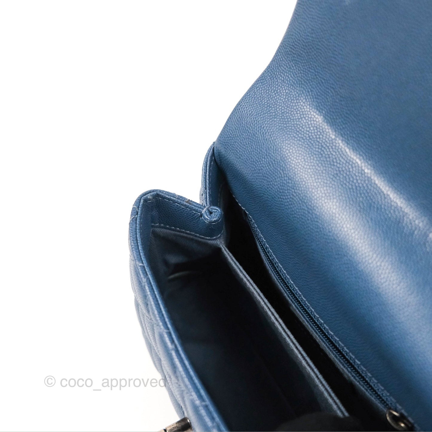 Chanel Small Coco Handle Dark Blue Caviar Ruthenium Hardware