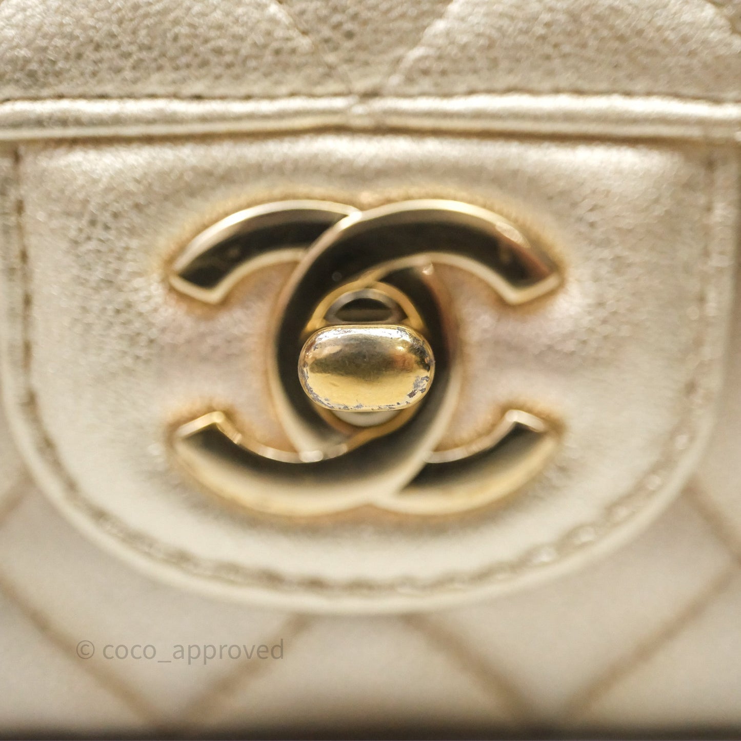 Chanel Quilted Mini Rectangular Iridescent Gold Lambskin Gold Hardware