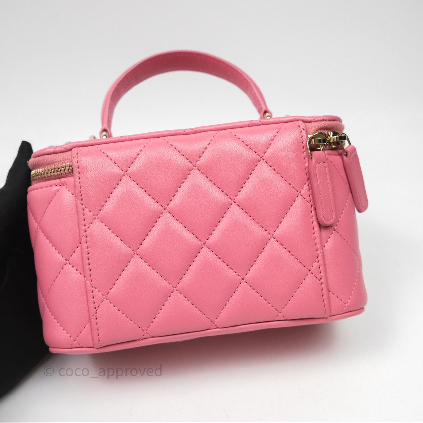 Chanel Vanity Rectangular Top Handle Pink Lambskin Gold Hardware