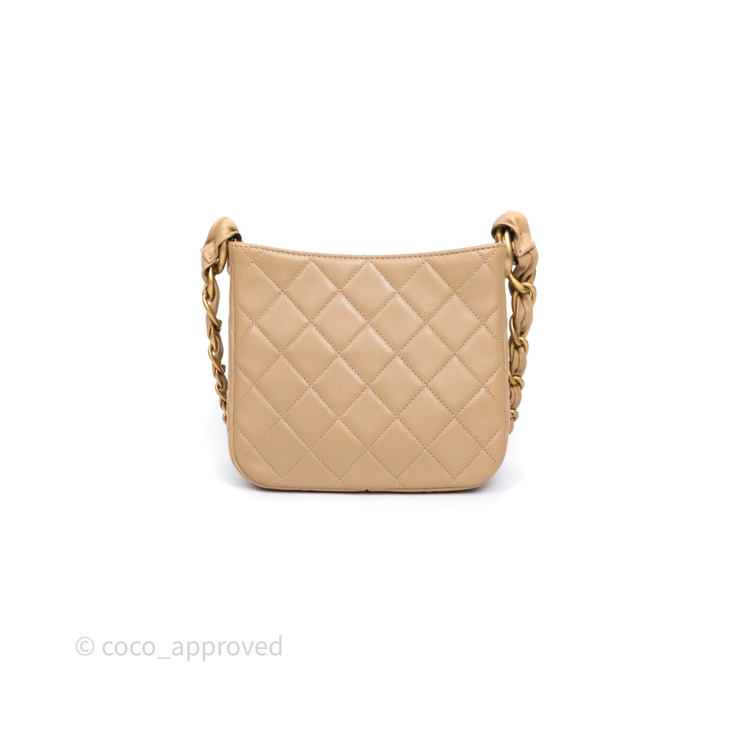 Chanel Quilted Hobo Tote Bag Beige Aged Gold Hardware