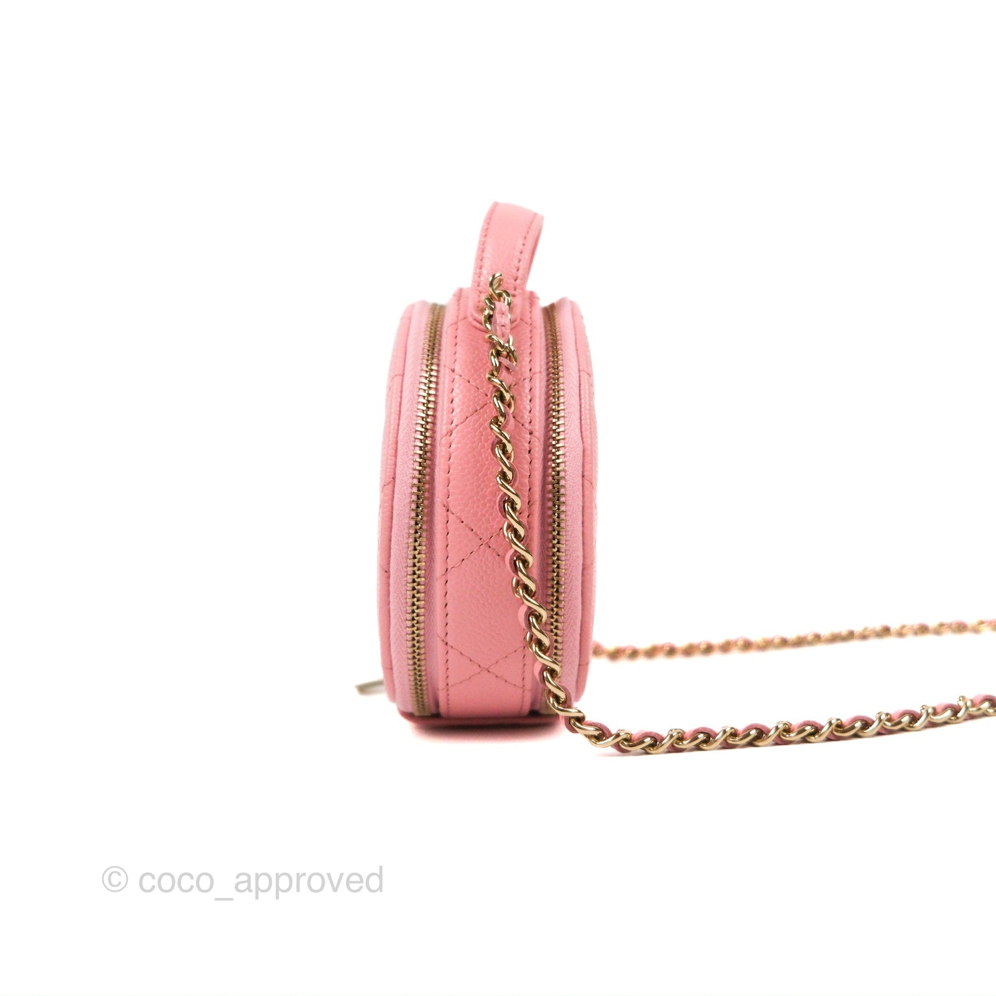Chanel Mini Round Vanity Bag with Handle Pink Caviar 22C