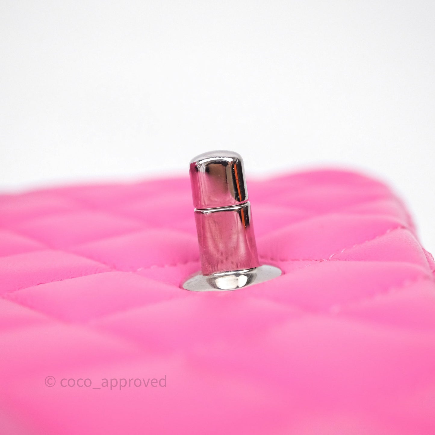 Chanel Mini Square Flap Quilted Pink Lambskin Silver Hardware