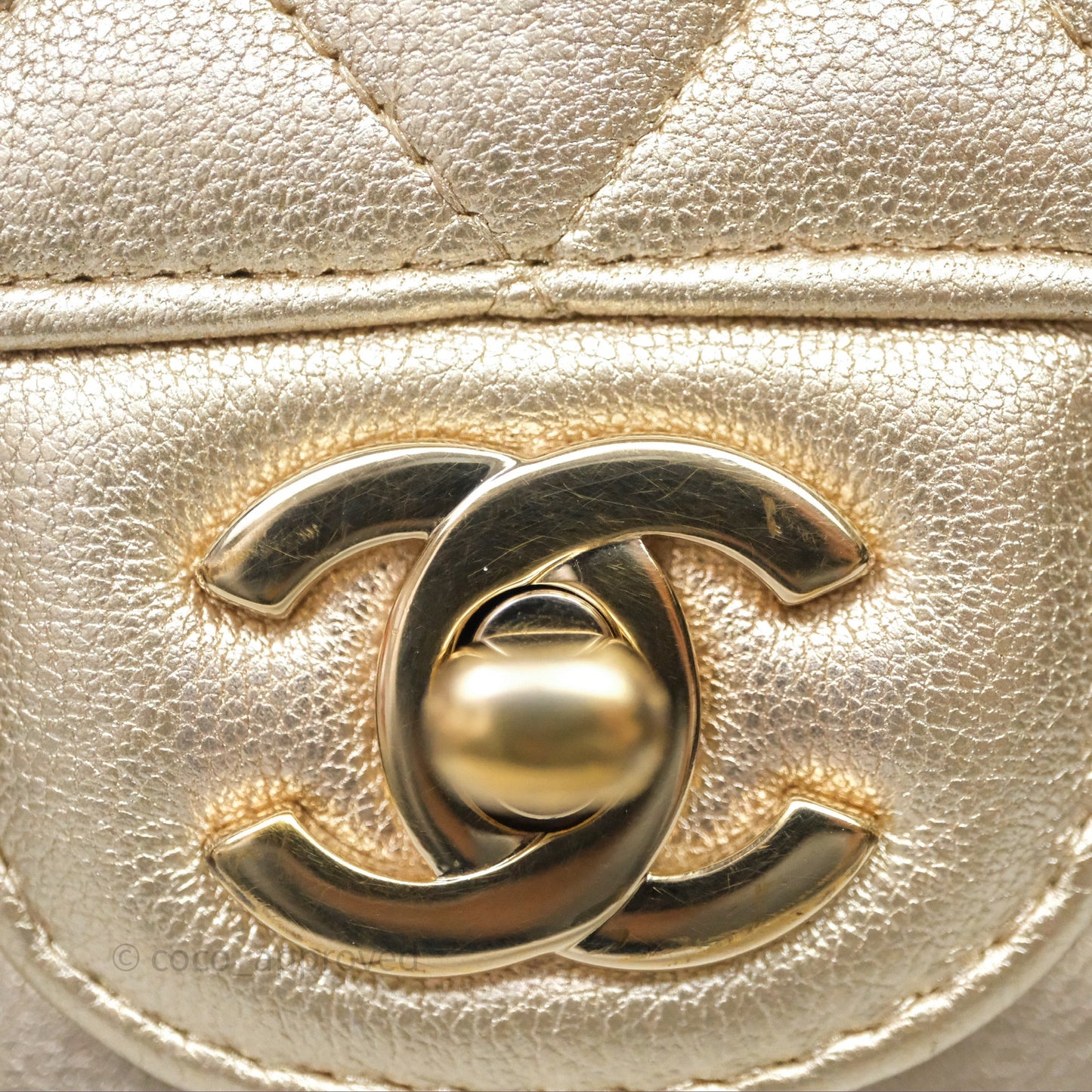 Chanel Quilted Mini Rectangular Iridescent Gold Lambskin Gold Hardware