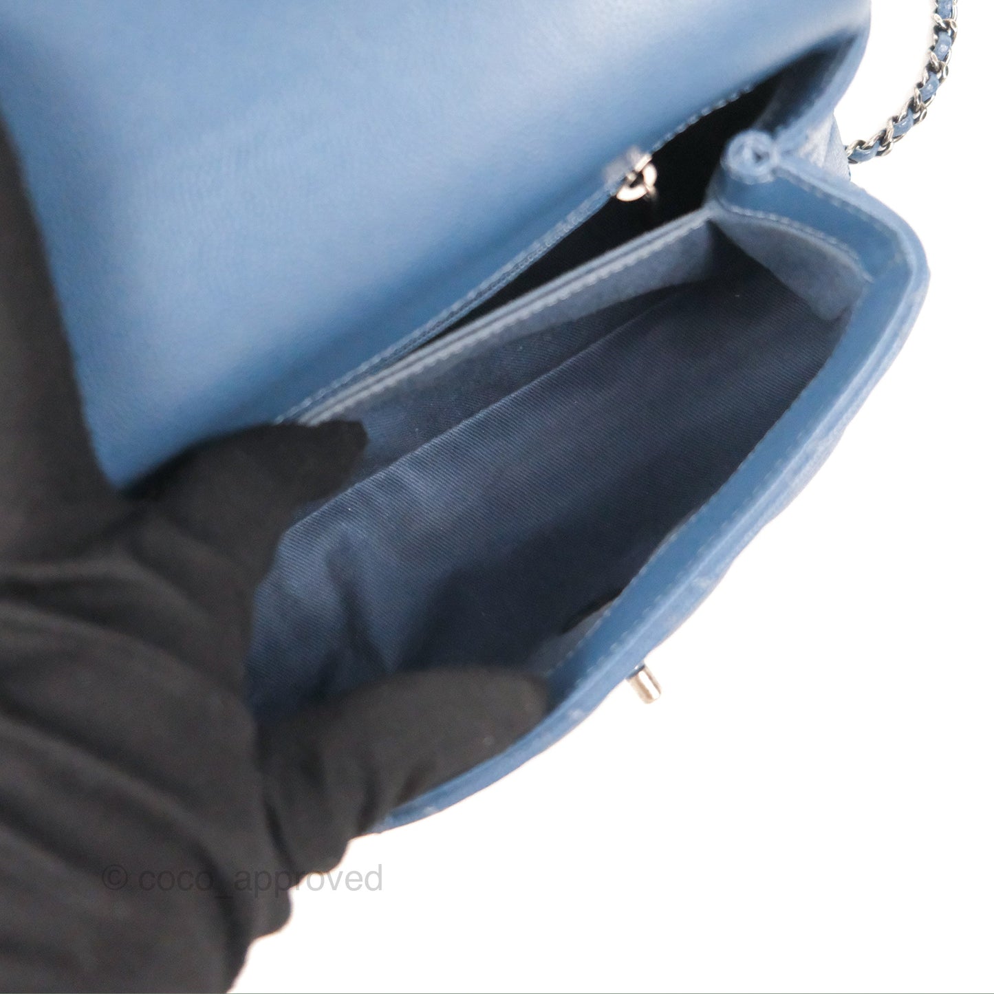 Chanel Small Coco Handle Dark Blue Caviar Ruthenium Hardware