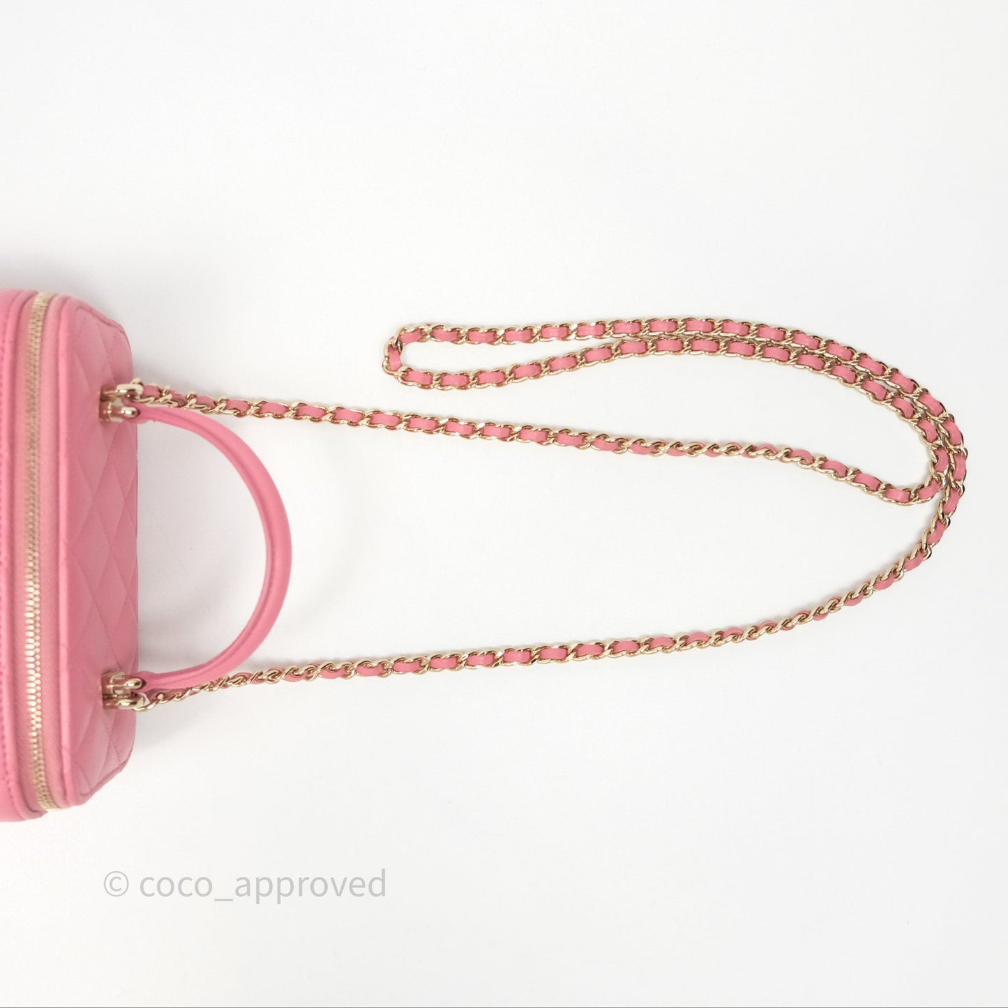 Chanel Vanity Rectangular Top Handle Pink Lambskin Gold Hardware