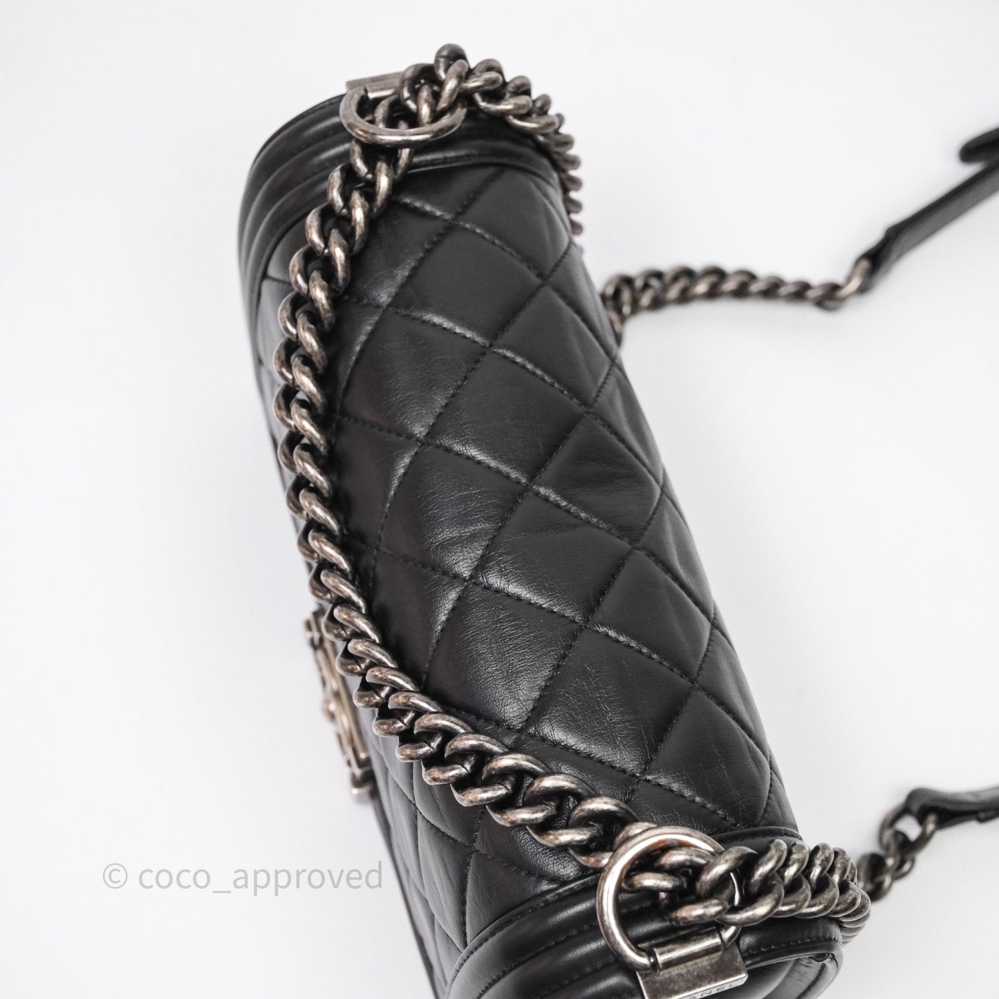 Chanel Quilted Medium Boy Black Lambskin Ruthenium Hardware