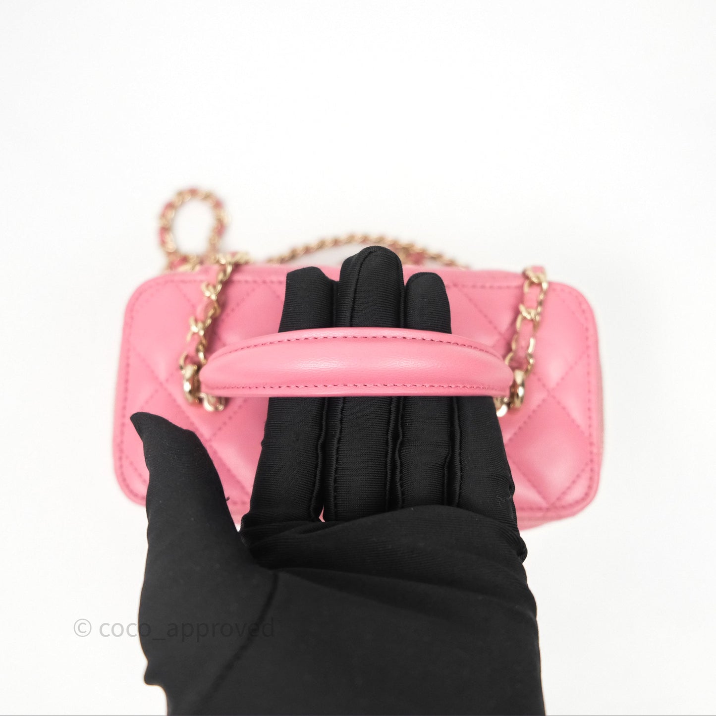 Chanel Vanity Rectangular Top Handle Pink Lambskin Gold Hardware