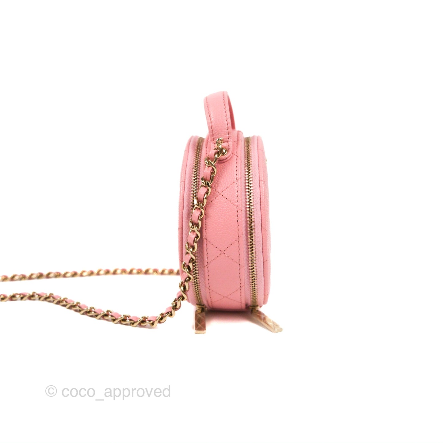 Chanel Mini Round Vanity Bag with Handle Pink Caviar 22C