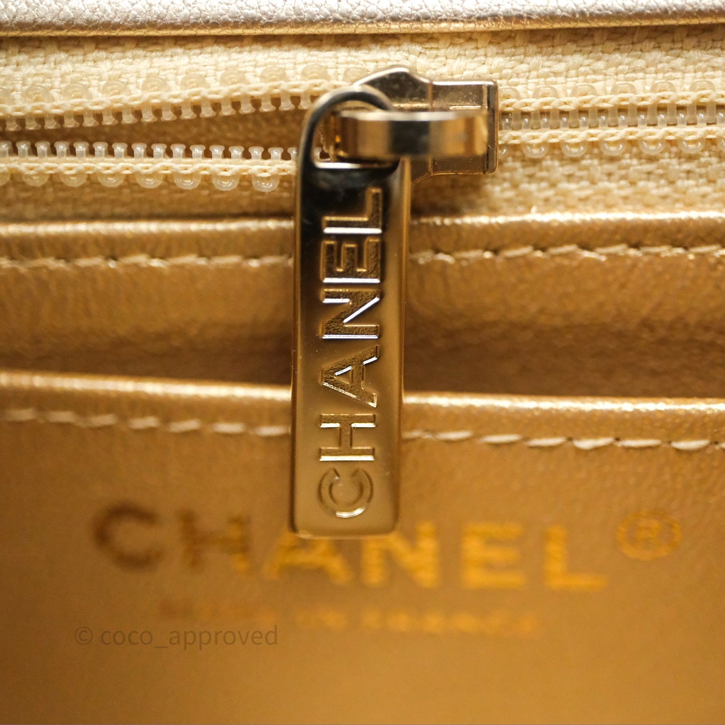 Chanel Quilted Mini Rectangular Iridescent Gold Lambskin Gold Hardware