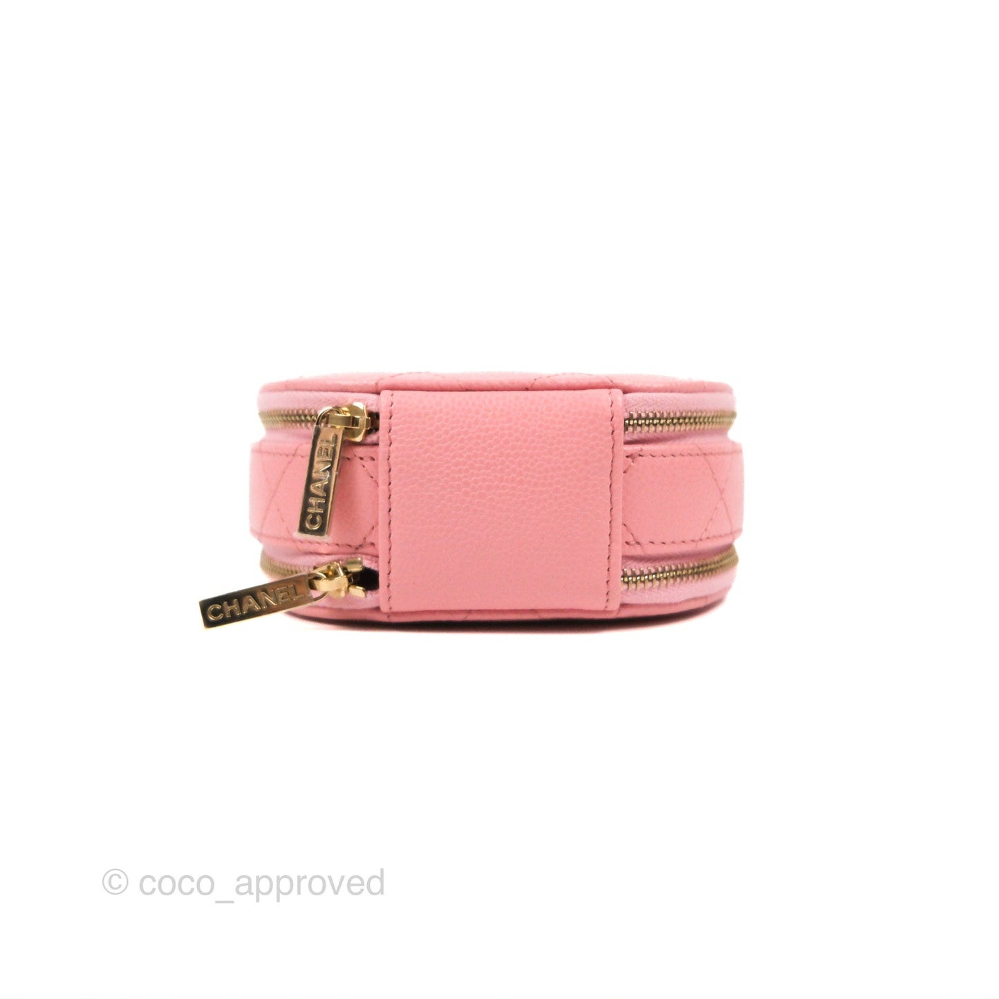 Chanel Mini Round Vanity Bag with Handle Pink Caviar 22C