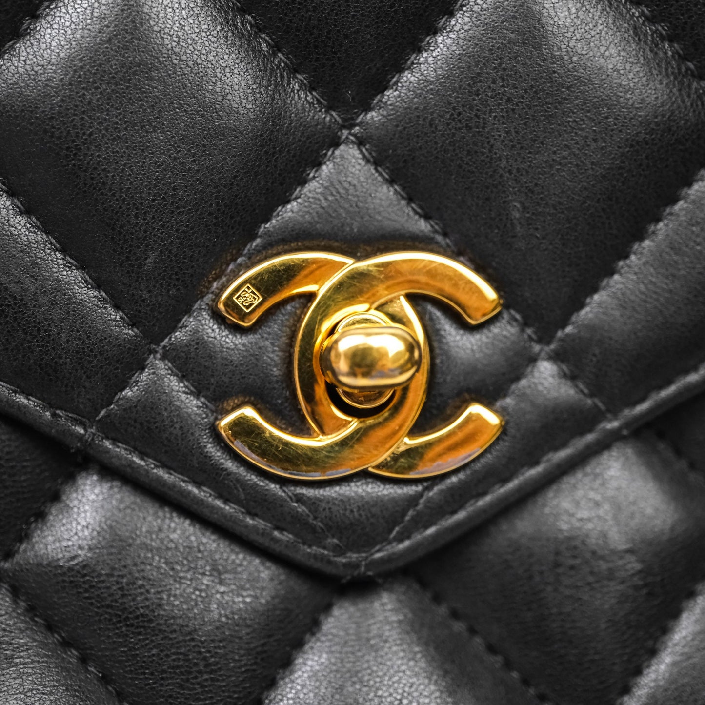 Chanel Vintage Black Lambskin Flap Bag 24K Gold Hardware