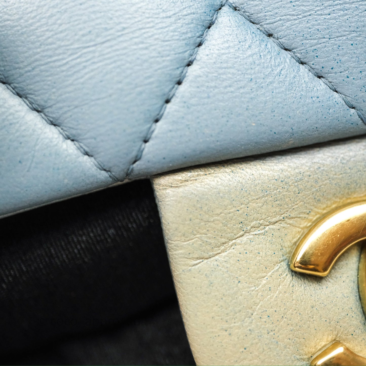 Chanel Classic M/L Medium Flap Quilted Ombre Blue Lambskin Gold Hardware