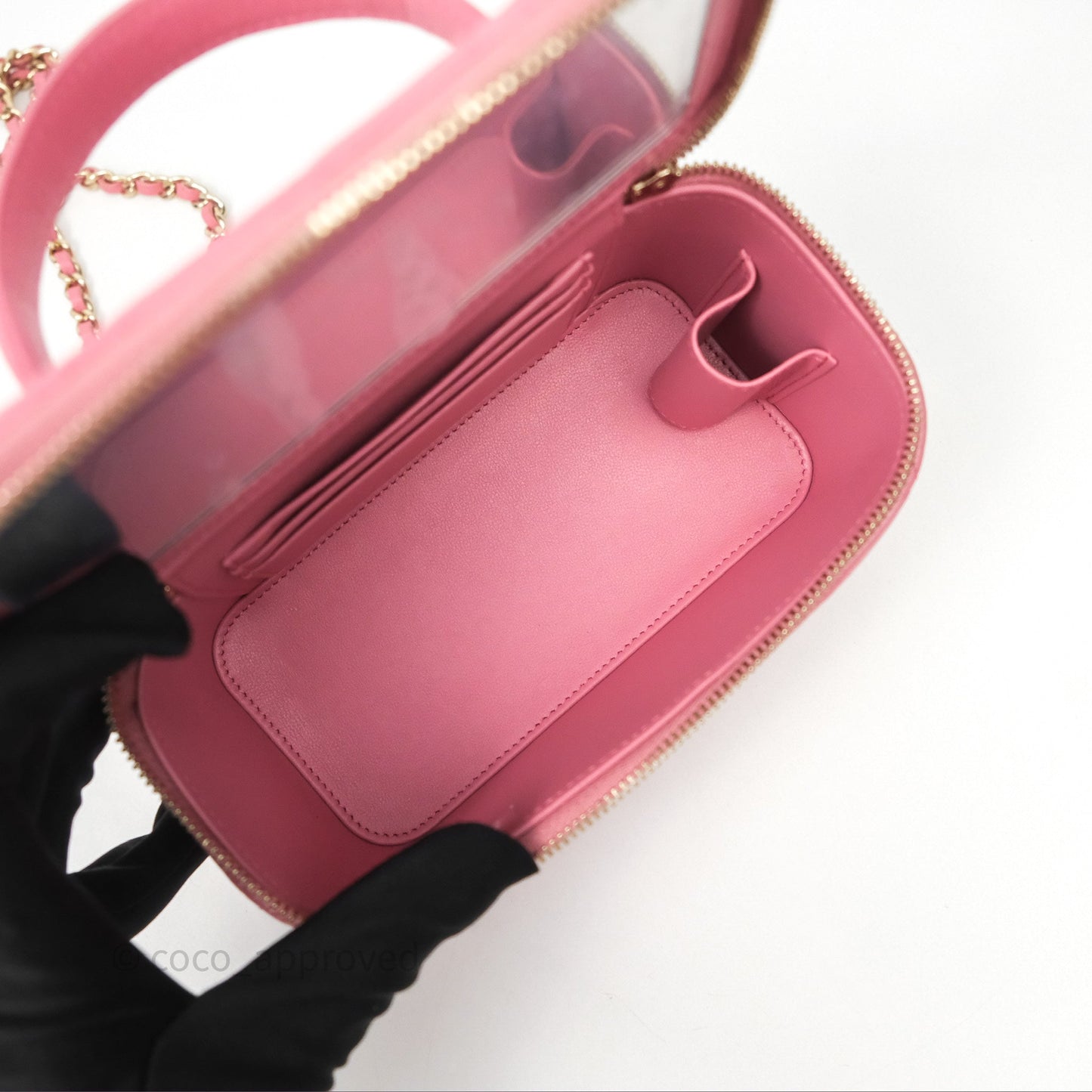 Chanel Vanity Rectangular Top Handle Pink Lambskin Gold Hardware
