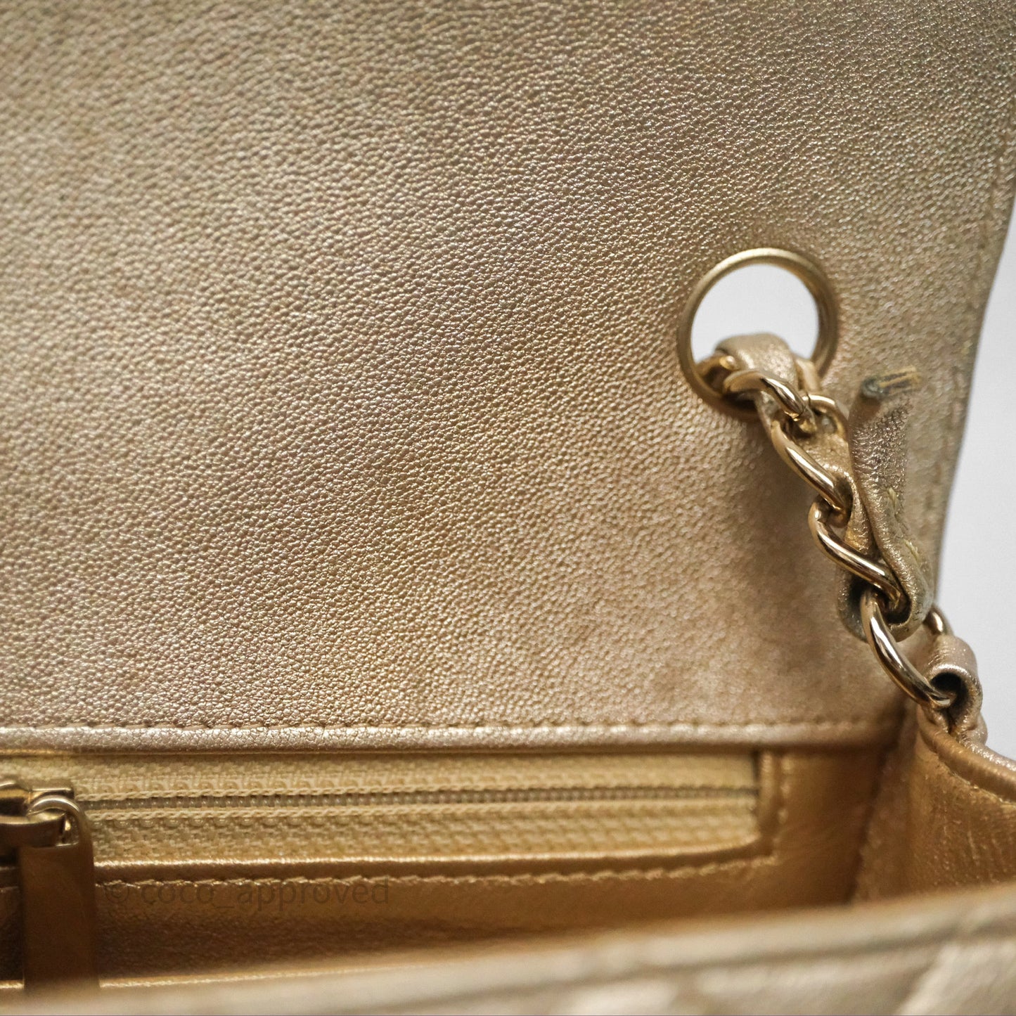 Chanel Quilted Mini Rectangular Iridescent Gold Lambskin Gold Hardware