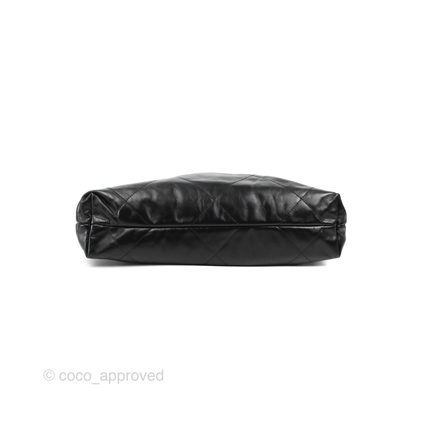 Chanel 22 Small Black Shiny Calfskin Matte Silver Hardware
