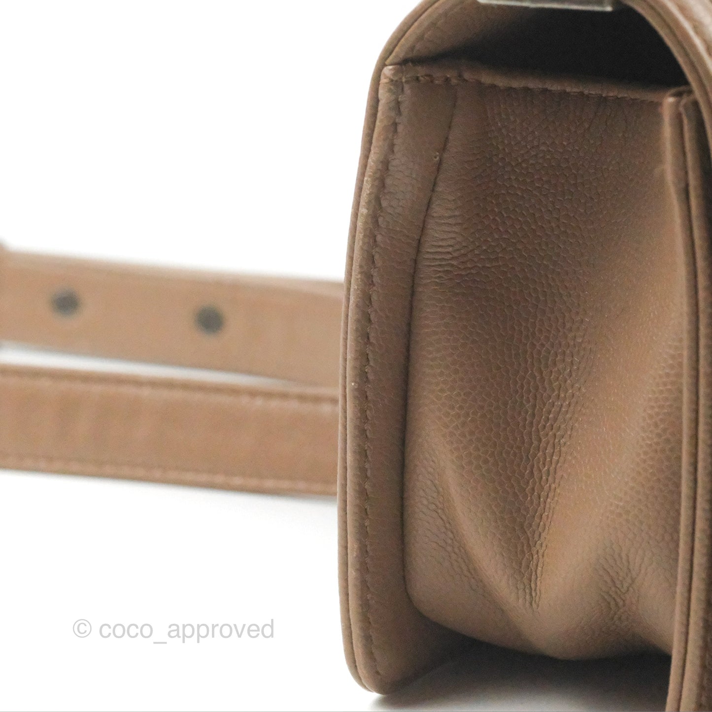 Chanel Small Chevron Boy Taupe Caviar Ruthenium Hardware