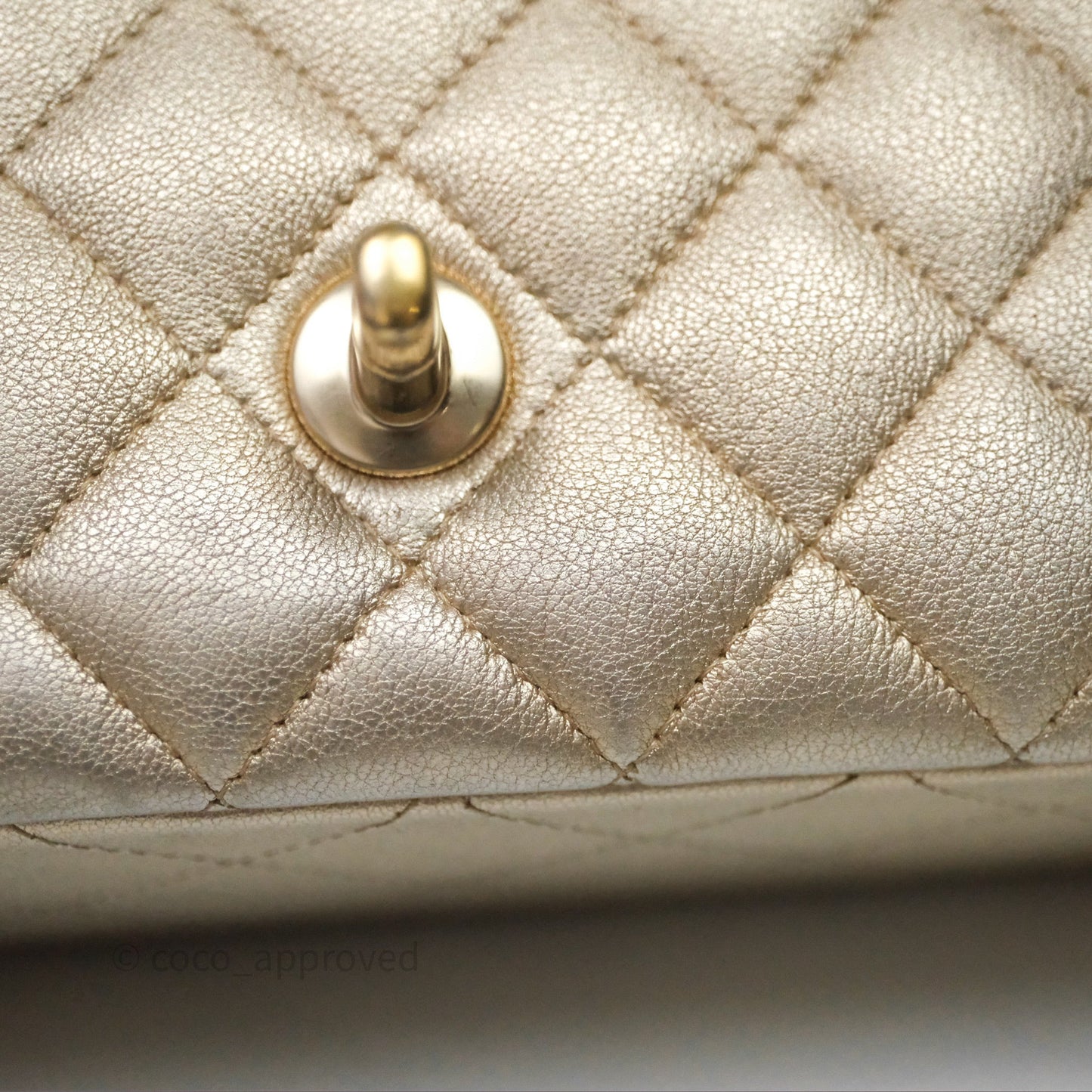 Chanel Quilted Mini Rectangular Iridescent Gold Lambskin Gold Hardware