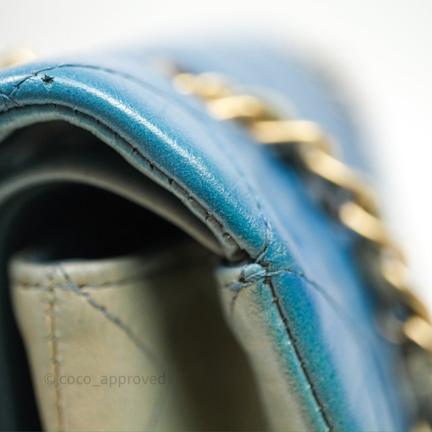 Chanel Classic M/L Medium Flap Quilted Ombre Blue Lambskin Gold Hardware