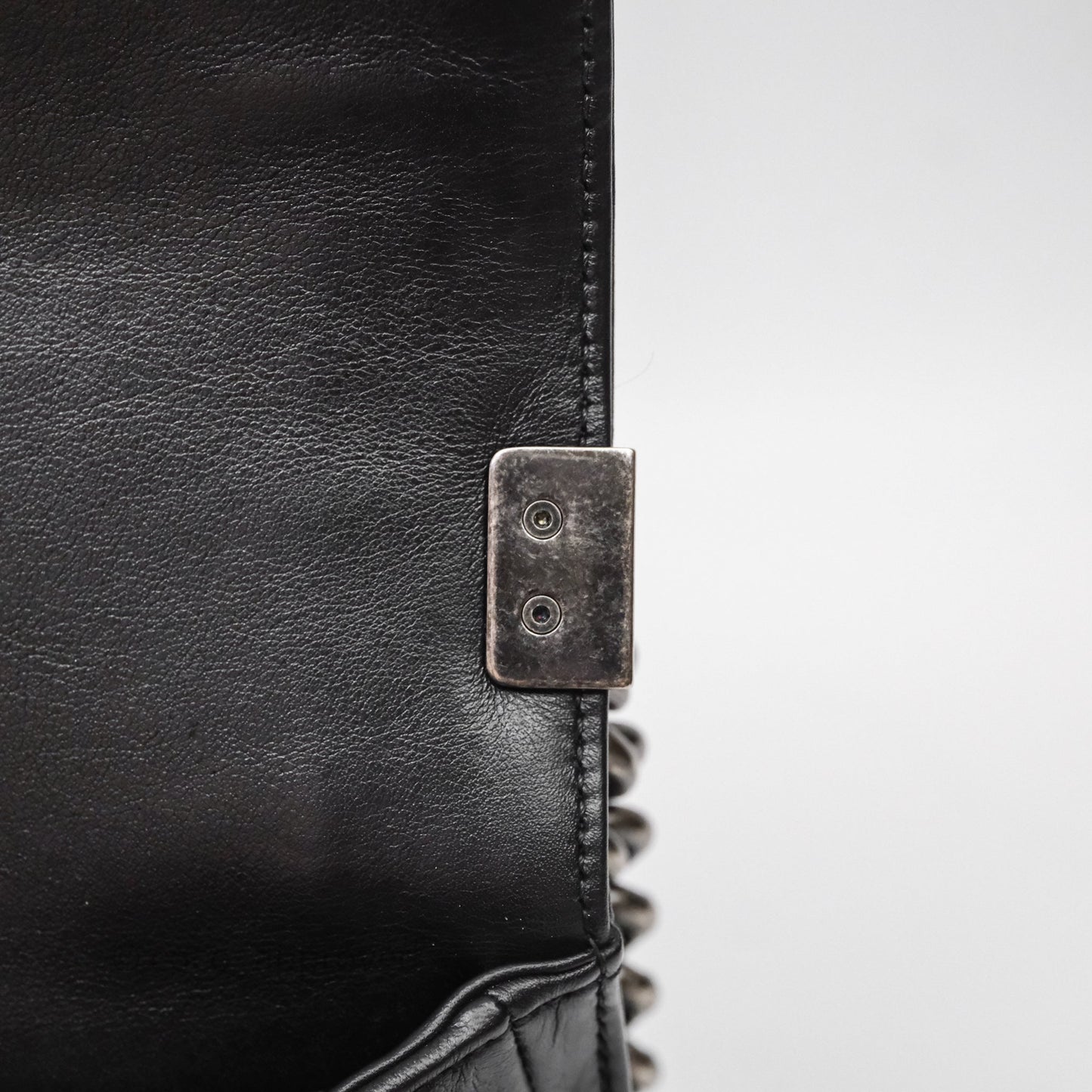 Chanel Quilted Medium Boy Black Lambskin Ruthenium Hardware