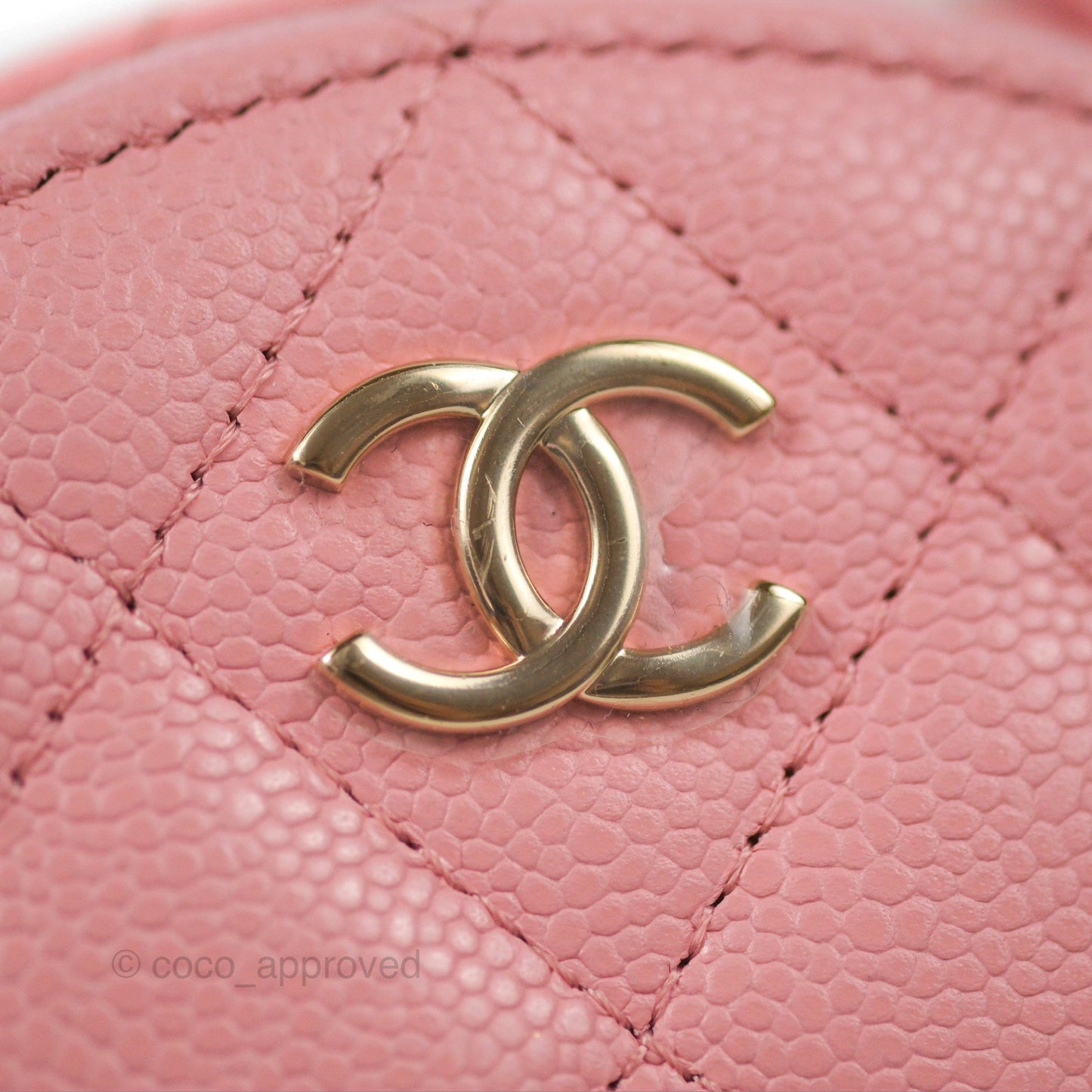 Chanel Mini Round Vanity Bag with Handle Pink Caviar 22C