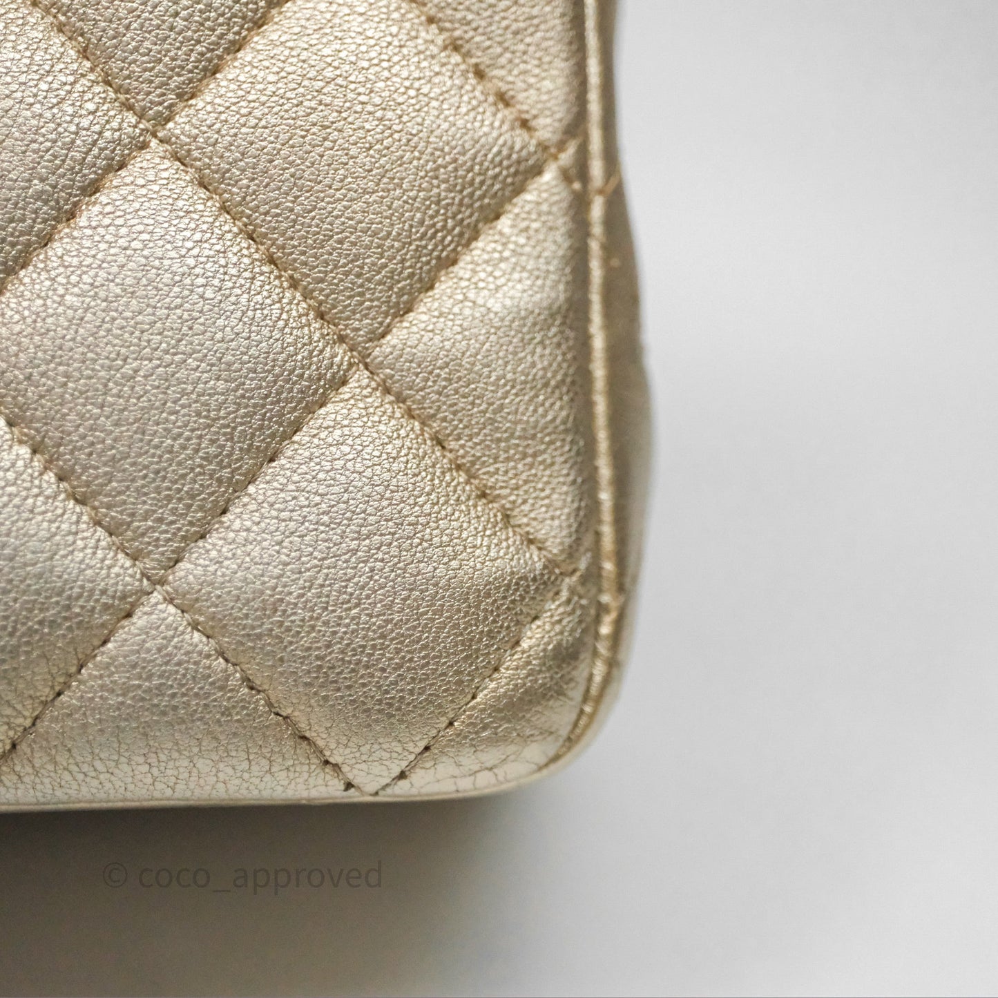 Chanel Quilted Mini Rectangular Iridescent Gold Lambskin Gold Hardware
