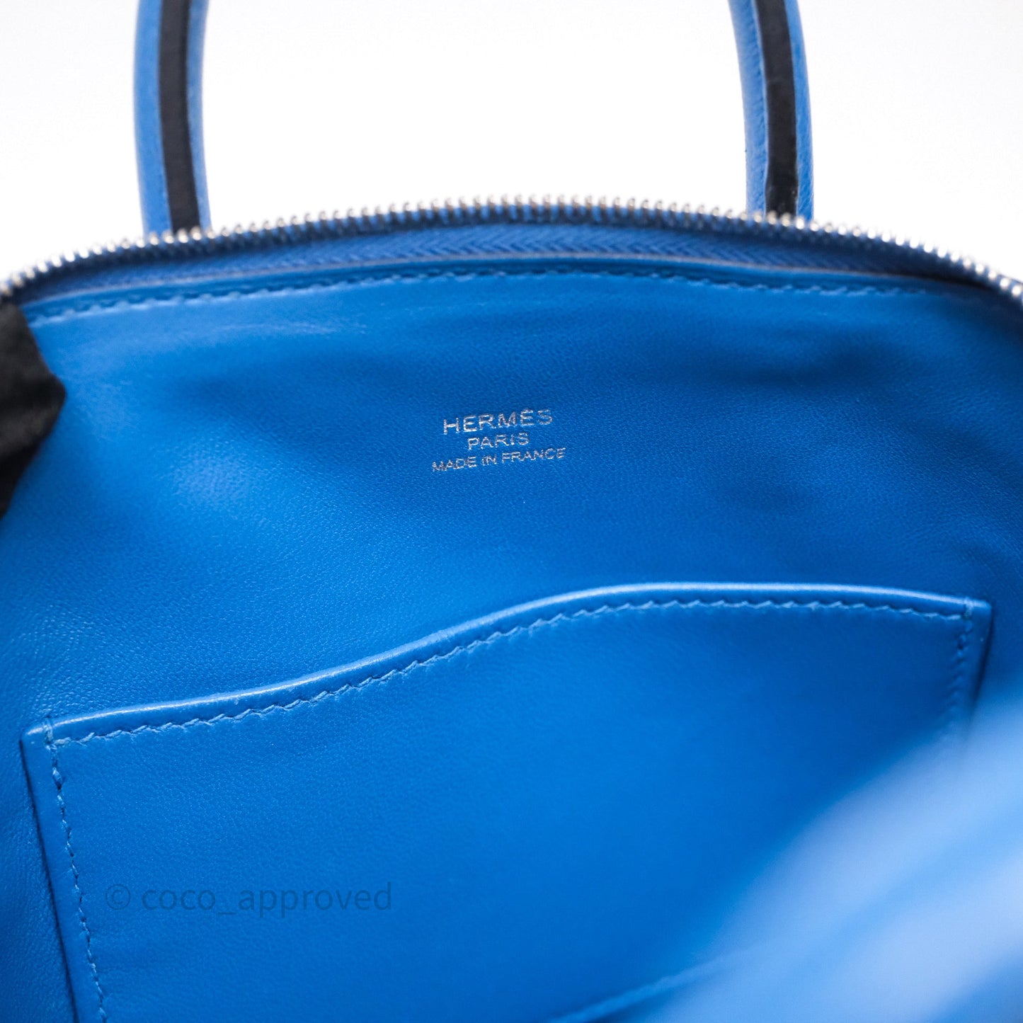 Hermes Mini Bolide 1923 Veau evercolor Bleu Zellige I7 Palladium Hardware