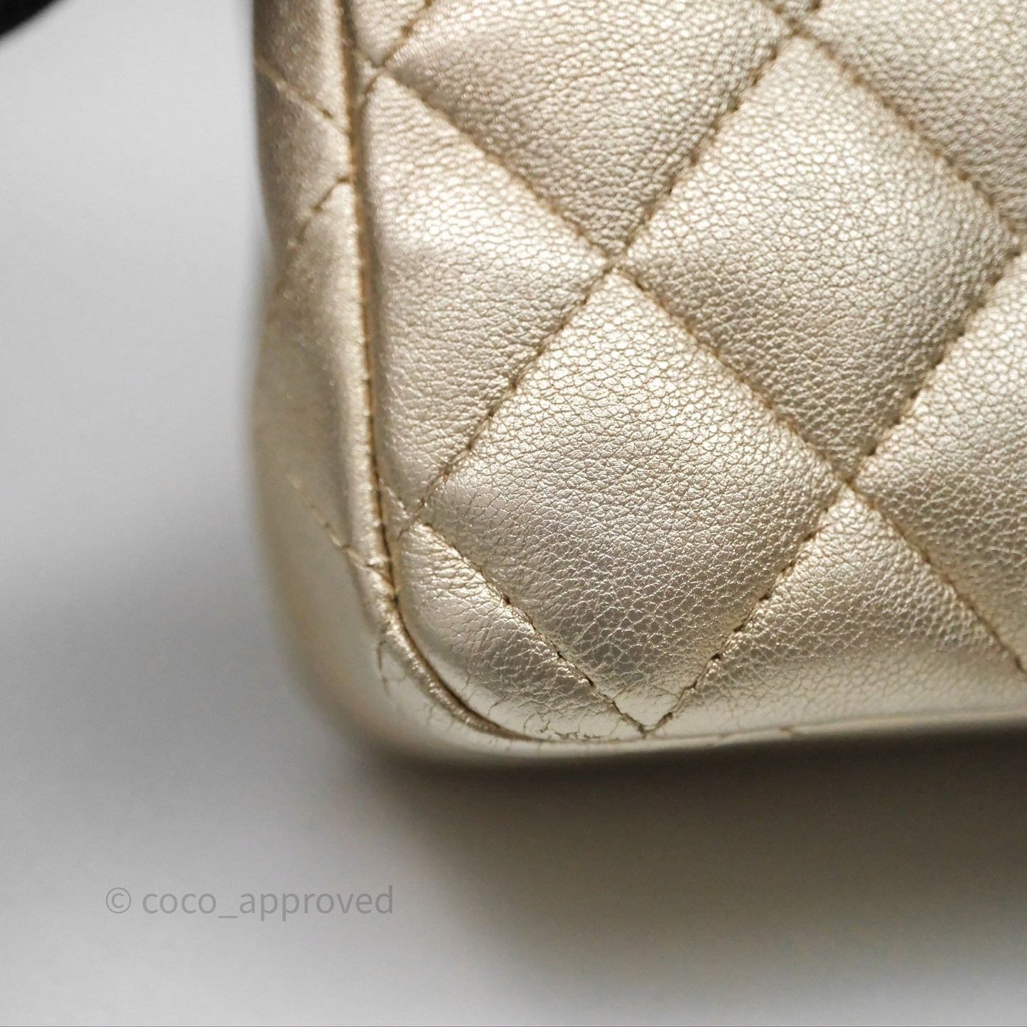 Chanel Quilted Mini Rectangular Iridescent Gold Lambskin Gold Hardware
