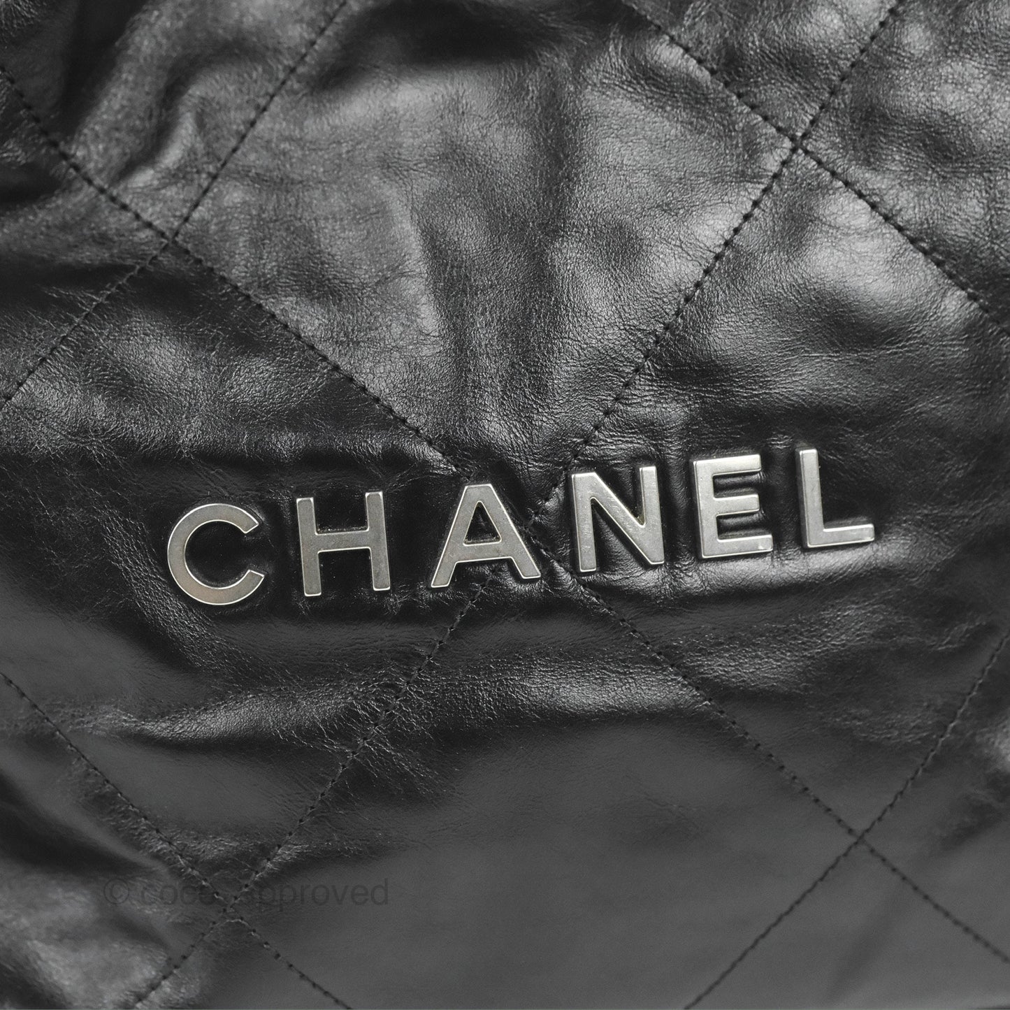 Chanel 22 Small Black Shiny Calfskin Matte Silver Hardware