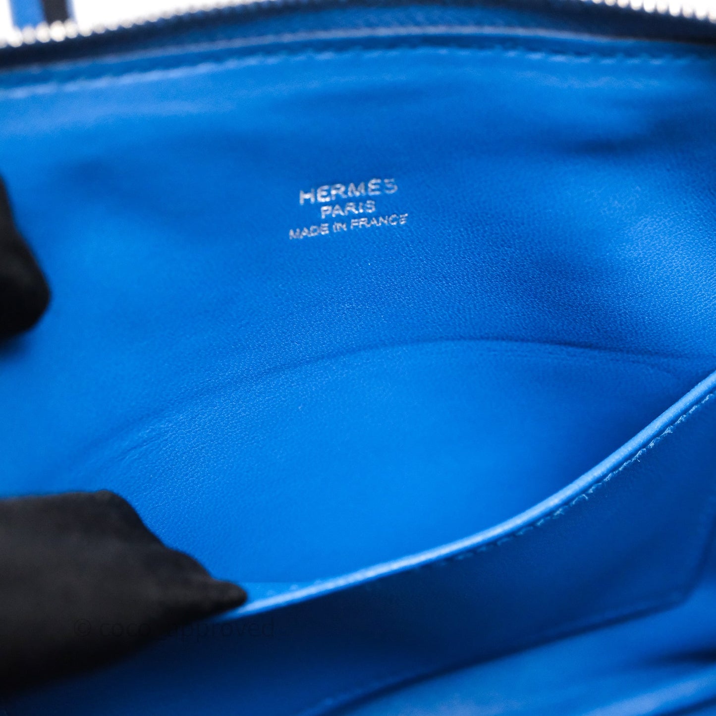 Hermes Mini Bolide 1923 Veau evercolor Bleu Zellige I7 Palladium Hardware