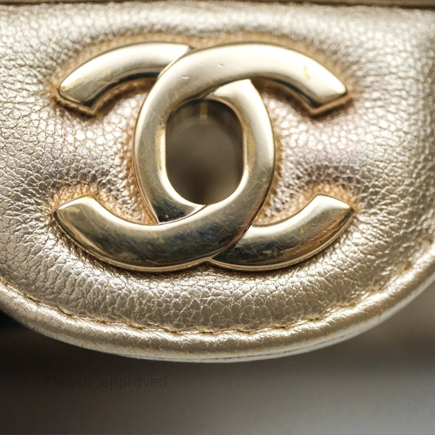 Chanel Quilted Mini Rectangular Iridescent Gold Lambskin Gold Hardware