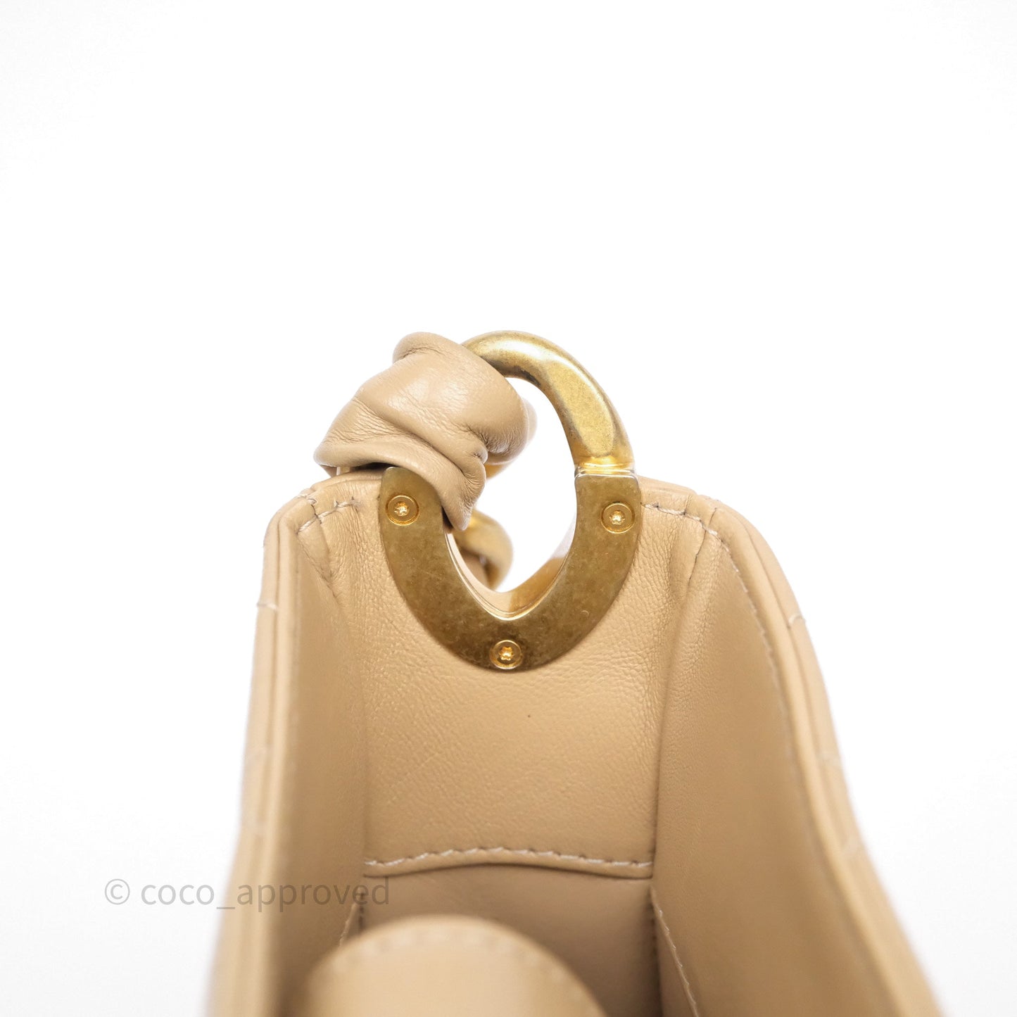 Chanel Quilted Hobo Tote Bag Beige Aged Gold Hardware