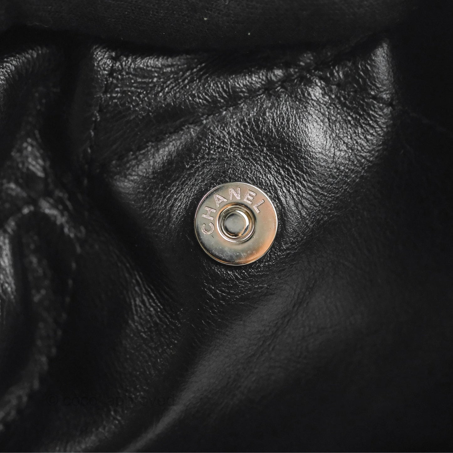 Chanel 22 Small Black Shiny Calfskin Matte Silver Hardware